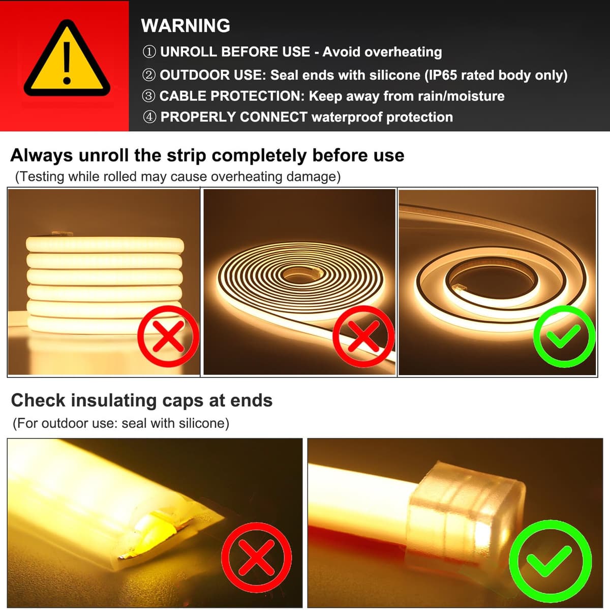 2m LED Strip AC 220V 240V IP65 Waterproof 3014 SMD 120LEDs/m Commercial Rope Light, Cold White Ribbon for Home Kitchen Cabinets Ceiling Garden Decoration UK Plug — view 9