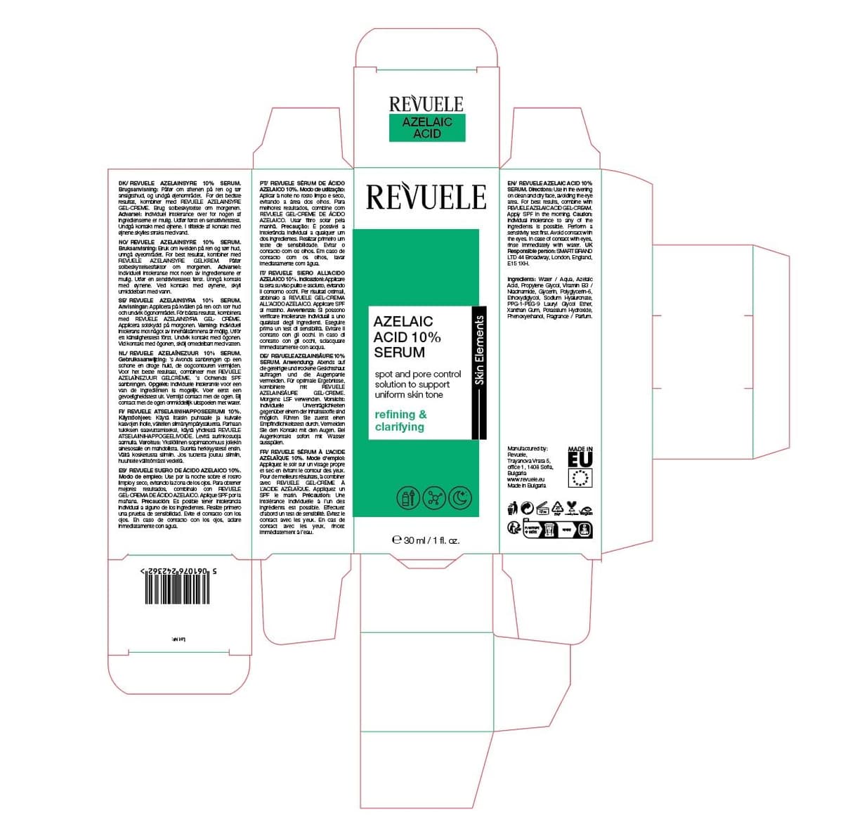 Revuele Ácido azelaico 10% sérum facial – Cuidado concentrado para refinar el aspecto de la piel, reduce los poros visibles, equilibra el tono de la piel y suaviza el enrojecimiento, 30 ml — view 2