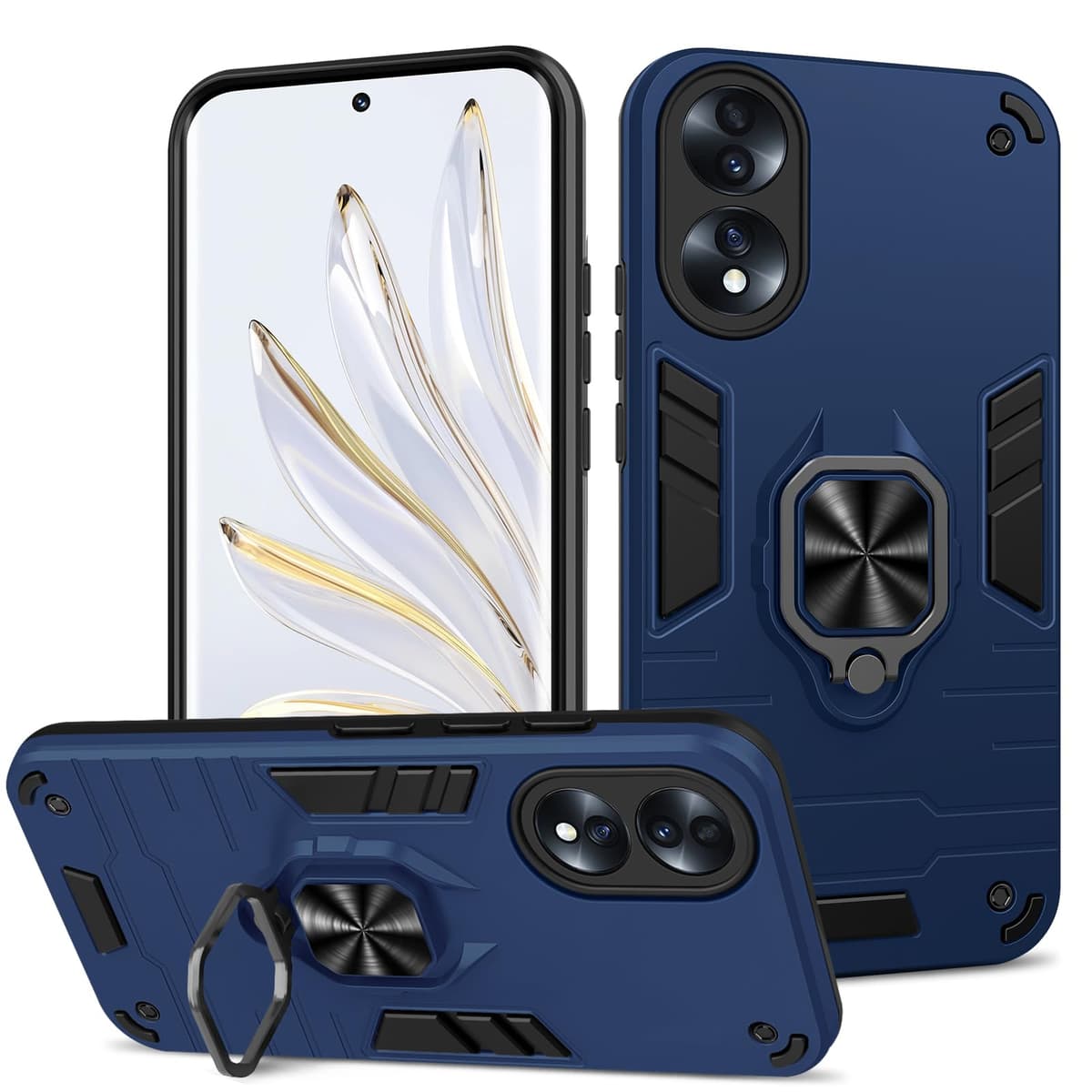 Funda para CMF Phone 2 Pro, Carcasa Antigolpes con Soporte anular metálico, Case Protectora de Grado Militar, Negro — view 1129