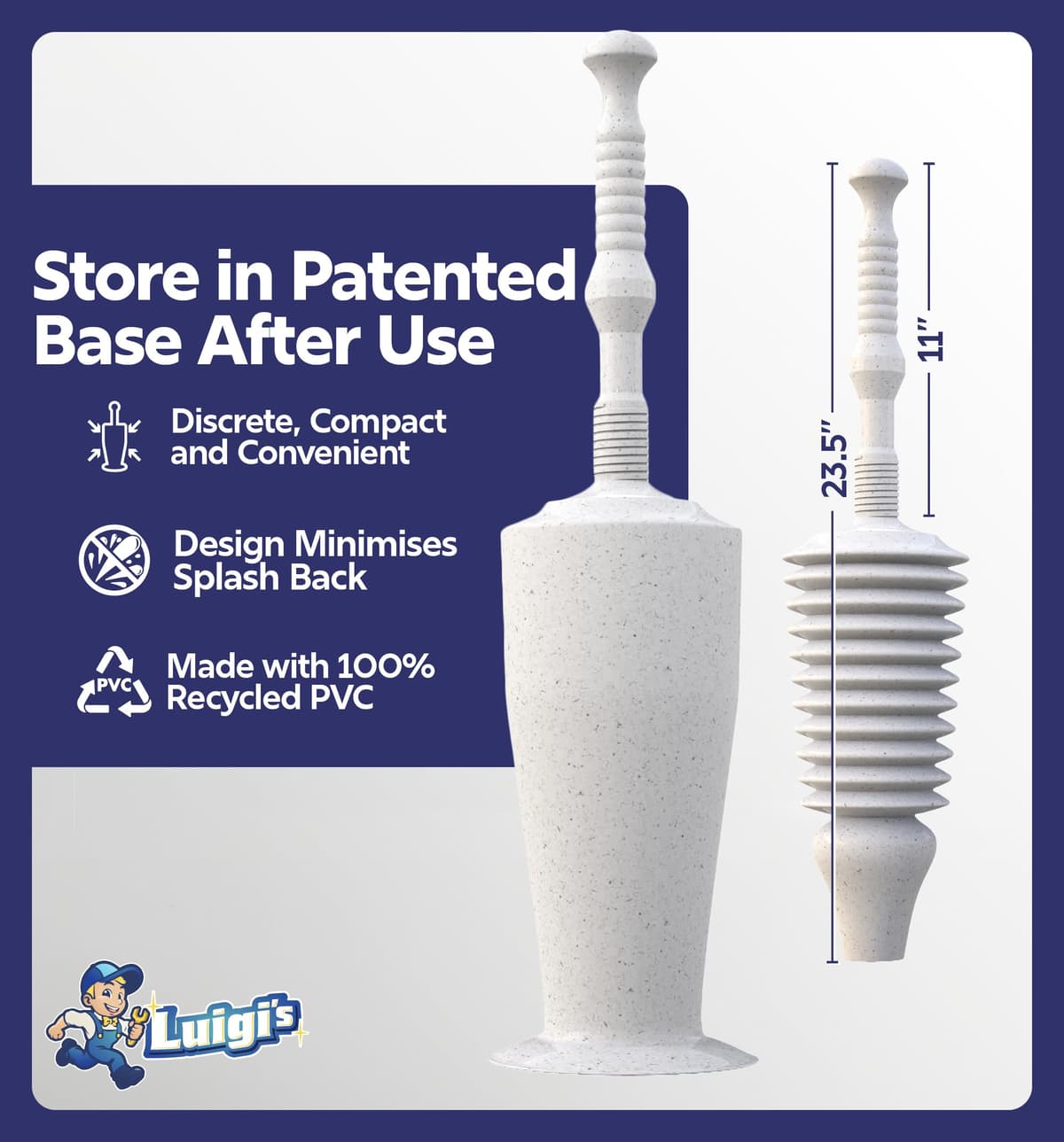 Luigi's World's Best Toilet Plunger - Plunger Toilet Unblocker Heavy Duty - Plungers for Unblocking - Unique Strongest Unblocker Tool - Plungers for Unblocking - Clog Remover Tool — view 4