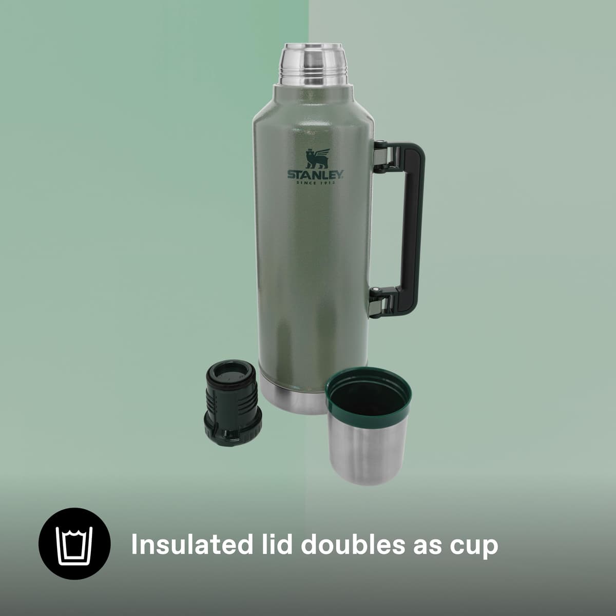 Stanley 1913 Classic Legendary Thermal Flask 2.3L - Keeps Hot Or Cold for 48 Hours - BPA-Free Insulated Bottle - Stainless Steel Coffee Flask - Leakproof - Dishwasher Safe - Green — view 6