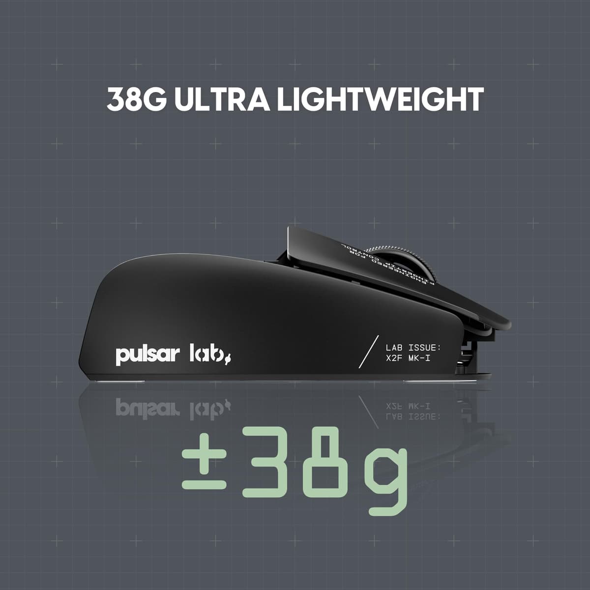 Pulsar Gaming Gears LAB X2F Wireless Fingertip Gaming Mouse, Ultra Lightweight 1.34 oz (38 g), HUANO Blue Pink Dot Switches, 32,000 DPI, 750 IPS, XS-1 Sensor, 8K Compatible (Black) — view 4