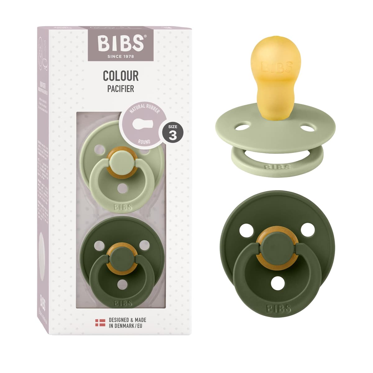 BIBS Colour Soother 2-Pack, BPA Free Dummy Pacifier, Round Nipple. Natural Rubber Latex, Size 2 (6-18 Months), Sky Blue/Steel Blue — view 50