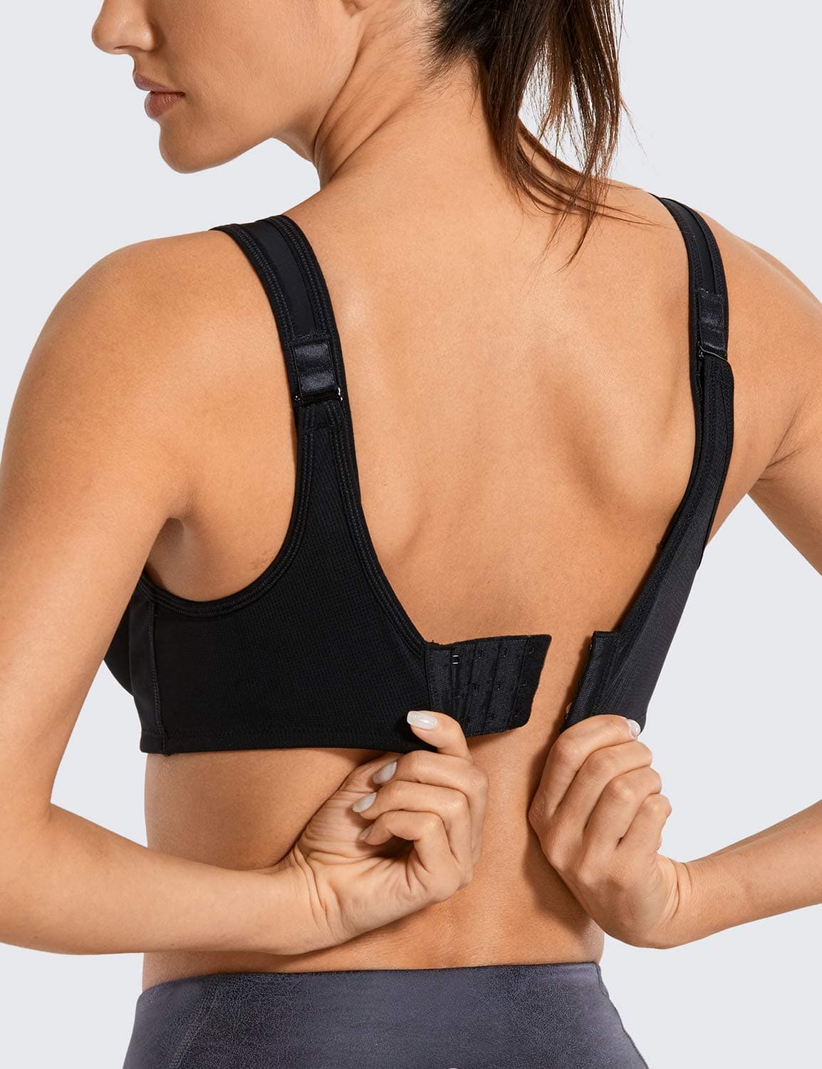 SYROKAN Women's Max Control Solid High Impact Plus Size Underwire Sports Bra for Large Breasts — view 4