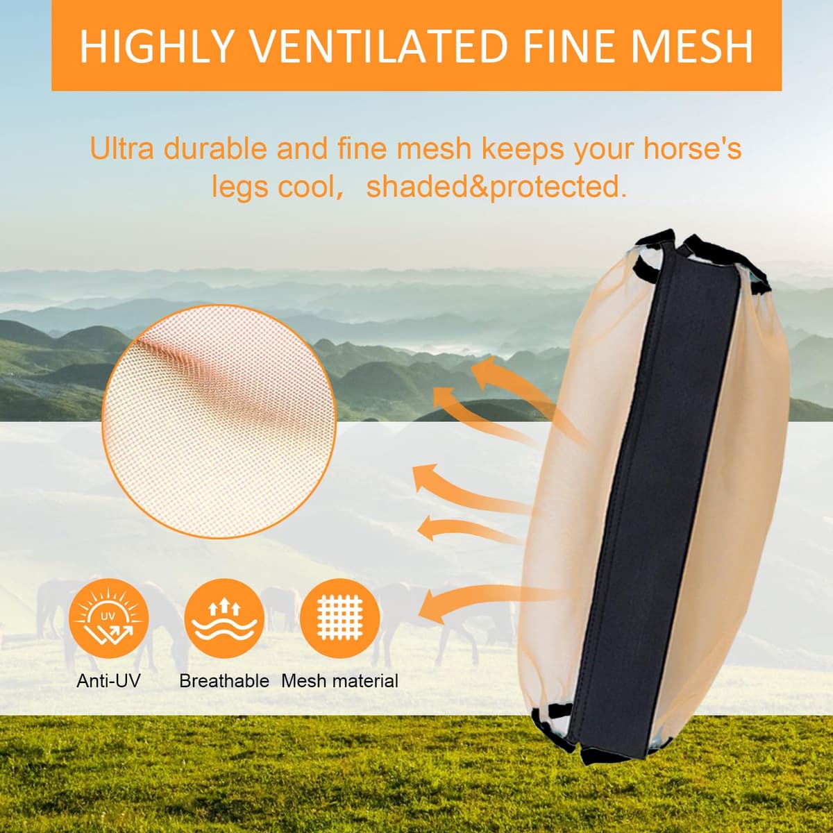 4 fundas antimosquitos para patas de caballo, tamaño universal, malla fina, botas de caballo transpirables, accesorios para botas de caballo para aliviar la irritación de las articulaciones, daños en — view 5