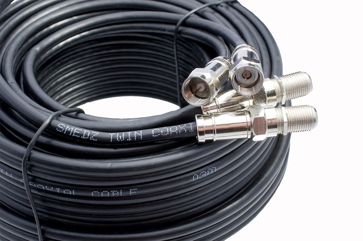 10m Black Twin Satellite Shotgun Cable Extension Kit With Premium Grade Fitted Compression F-connectors As Used By The Professionals For Sky+ , HD , Freesat Allows You To Relocate Your Existing Box , Kit Consists Of 10m Sky Double Coax , 20 x Cable Clips , 4 x Connected Compression F-connectors , 2 x F-connector Couplers — view 3