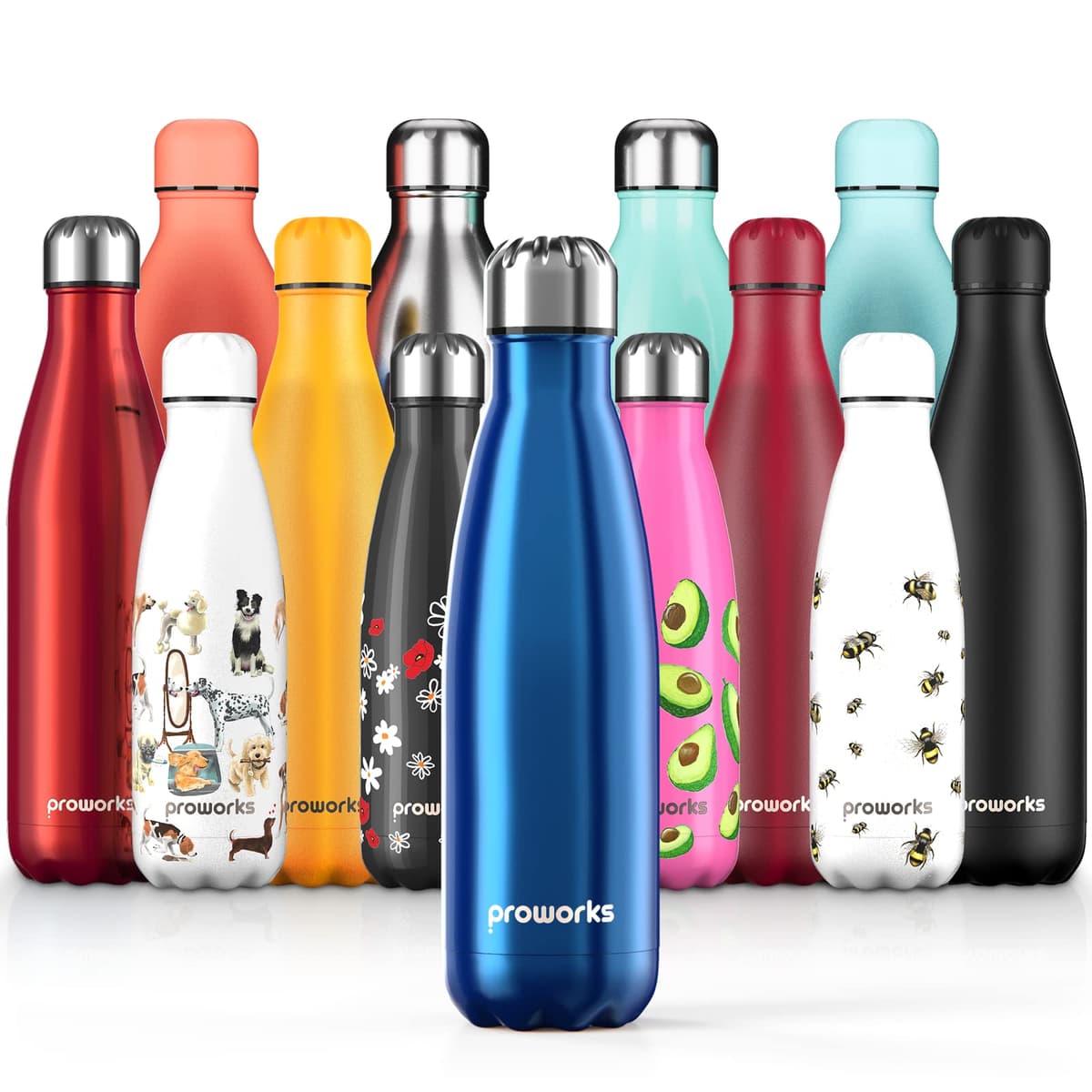 Proworks Performance Stainless Steel Sports Water Bottle | Double Insulated Vacuum Flask for 12 Hours Hot & 24 Hours Cold Drinks - Great for Home, Work, Gym & Travel - 1 Litre - BPA Free – Black — view 14