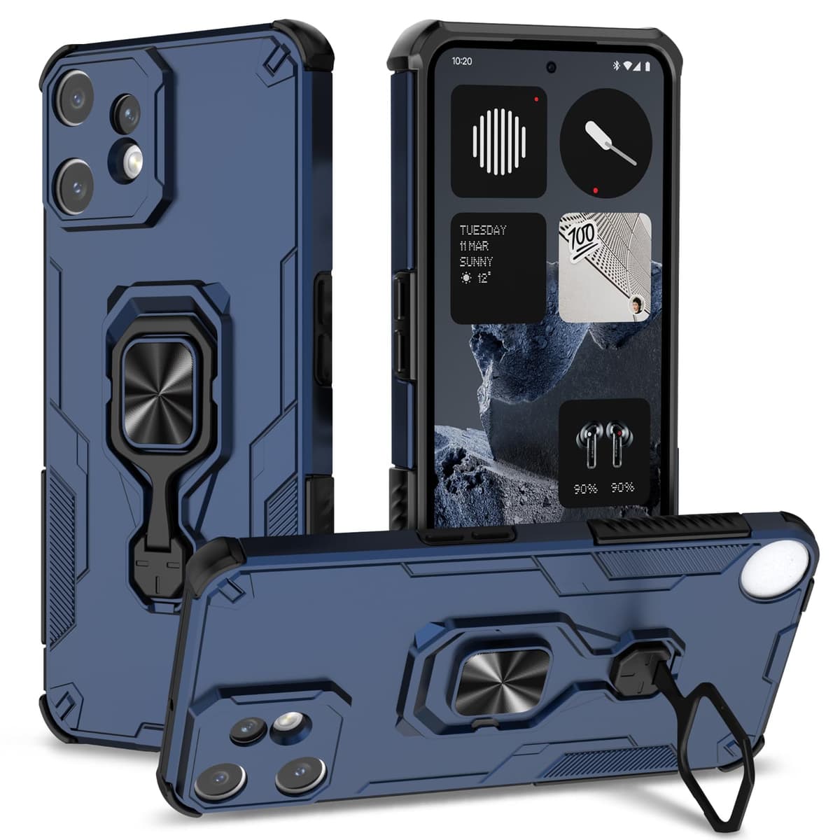 Funda para CMF Phone 2 Pro, Carcasa Antigolpes con Soporte anular metálico, Case Protectora de Grado Militar, Negro — view 1305