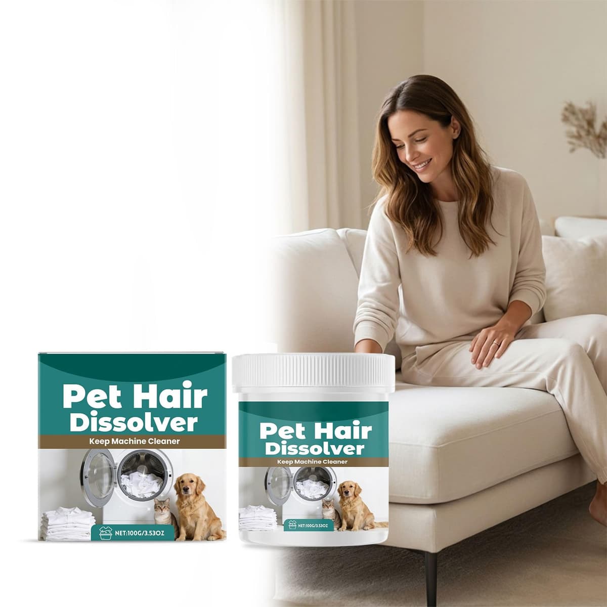 Disolvente de Pelo de Mascotas para Lavadora, disolvente de Pelo de Mascotas Seguro y Suave para Ropa, Textiles, Agente disolvente Multiusos, fórmula de Limpieza Profunda, Ideal para Eliminar el — view 3