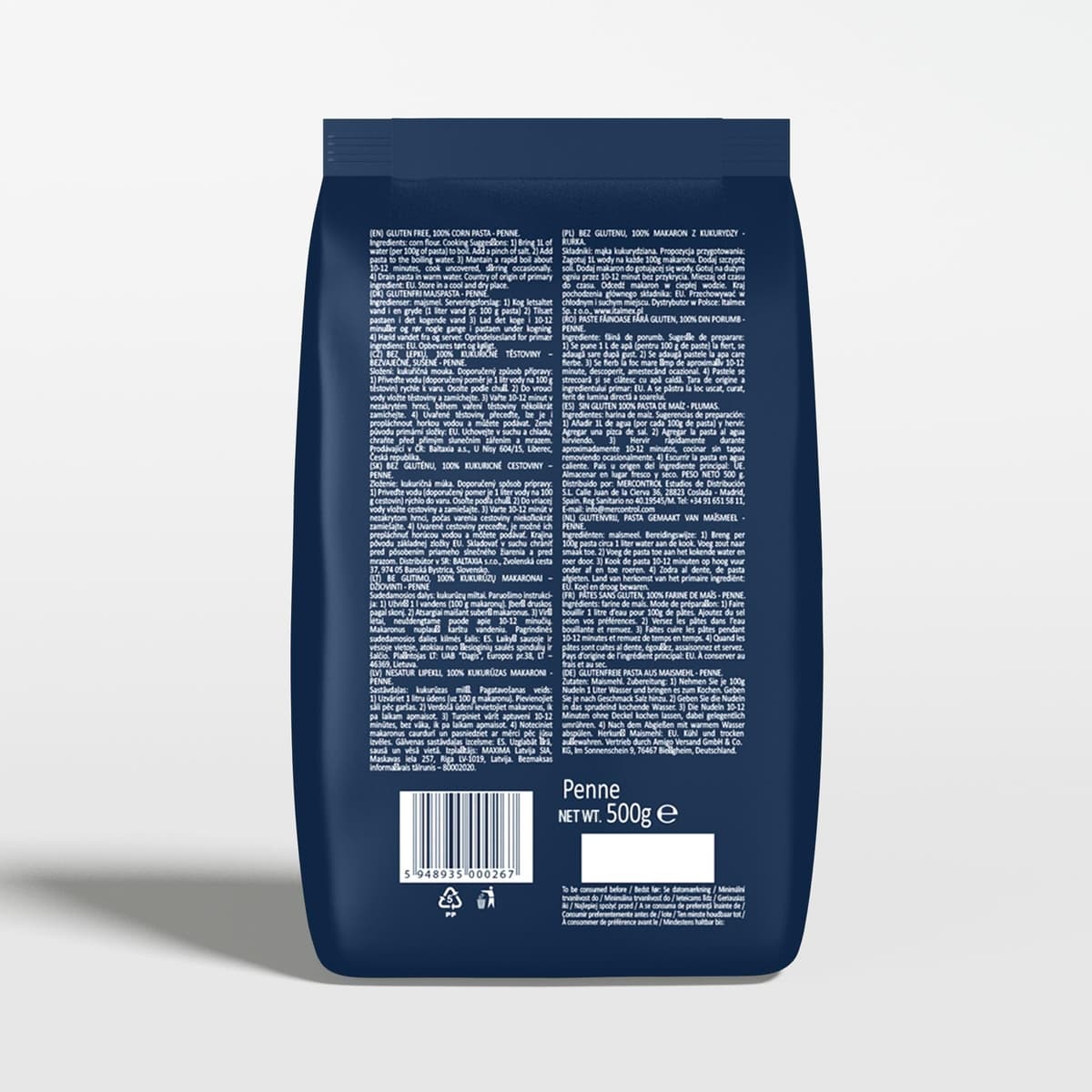 Sam Mills - Plumas Sin Gluten - 1 paquete de 500 g - 100% Harina de Maíz - Fabricado en Instalaciones Sin Gluten - Mejora el Tránsito Intestinal - Ideal para Dietas Veganas — view 2