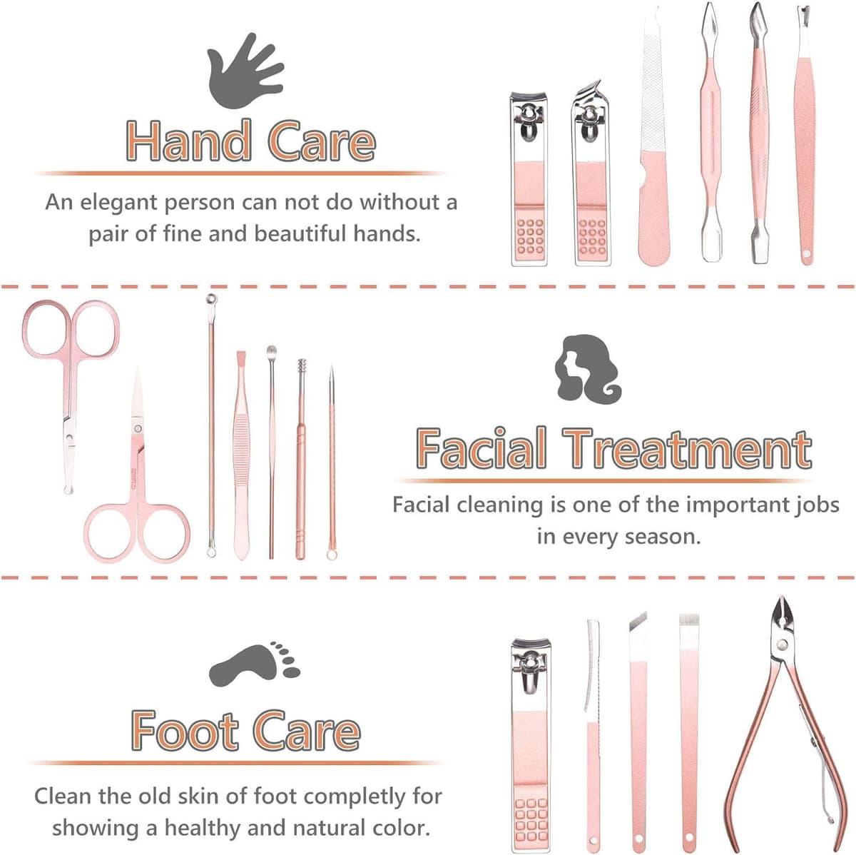 URAQT Manicura Pedicura Set, 18 Piezas Cortaúñas, Tijeras de Uñas con Herramientas Remover Cutícula, Acero Inoxidable, para Viajes y hogar, con Caja de Cuero — view 2