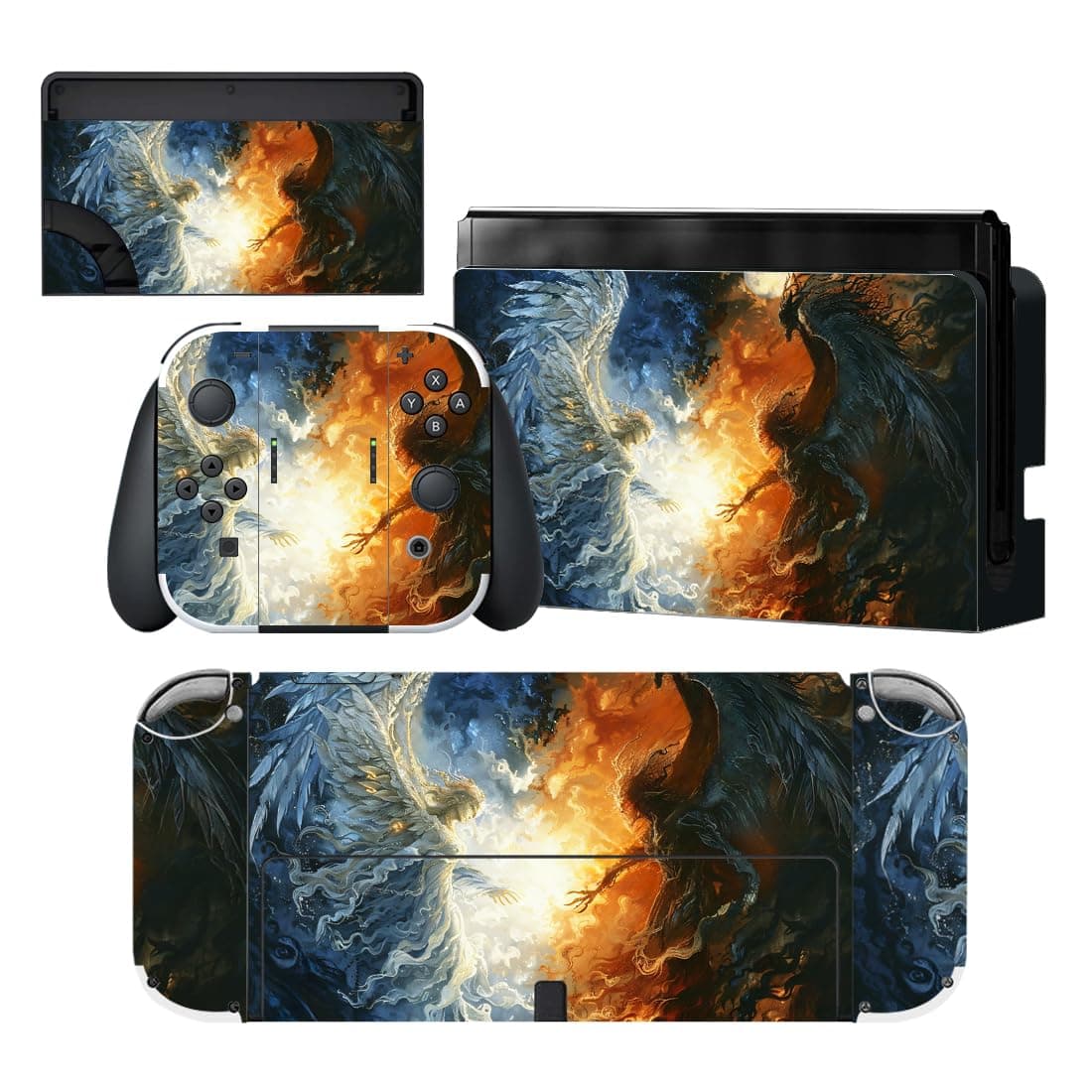playvital Full Set Protective Stickers for Nintendo Switch OLED Model, Customized Vinyl Decal Skins for Switch OLED Console & Joycon & Dock & Grip - Nebula Galaxy — view 30