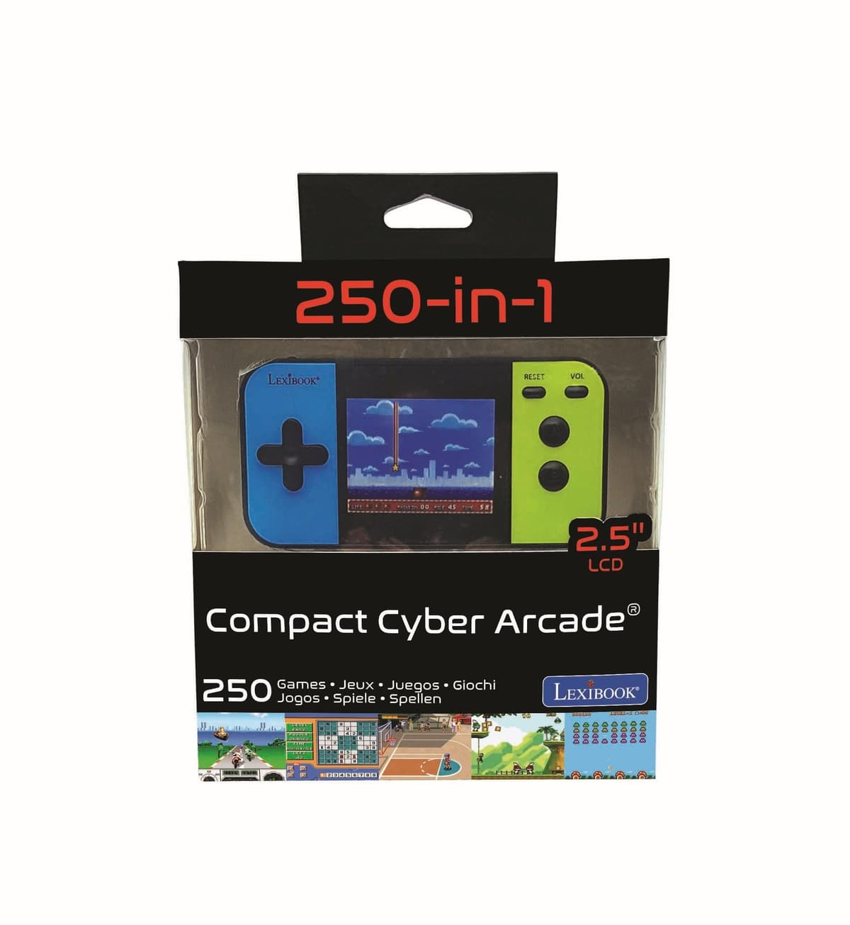 Lexibook Compact Cyber Arcade Portable Game Console, 250 Games, LCD, Battery, Video Game Child Teen, Black/Blue/Green, JL2377LXB — view 5