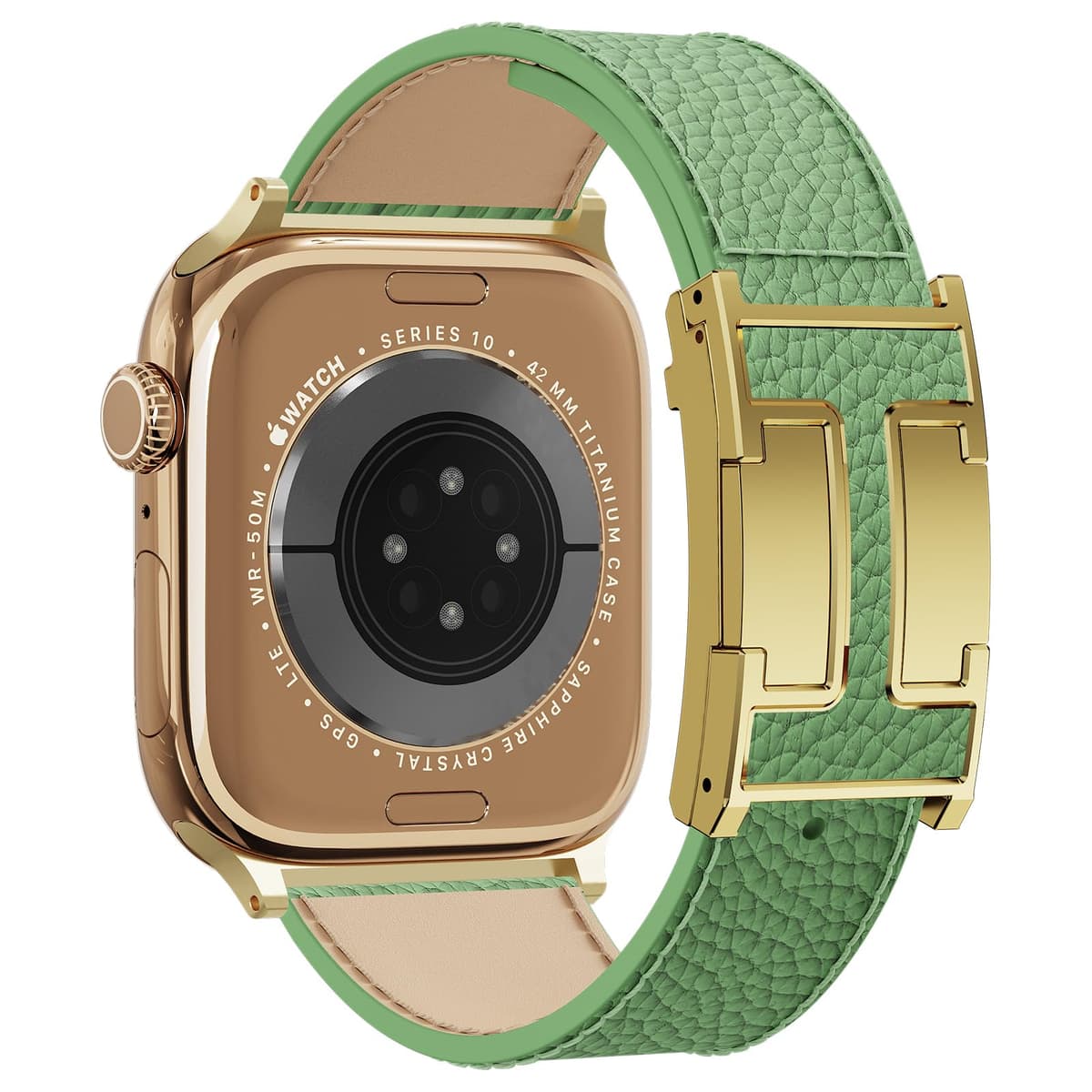 Leather Watch Band with Magnetic Buckle,Dressy Apple Watch Ultra Leather Band Rugged Durable Replacement Strap for Men & Women — view 31