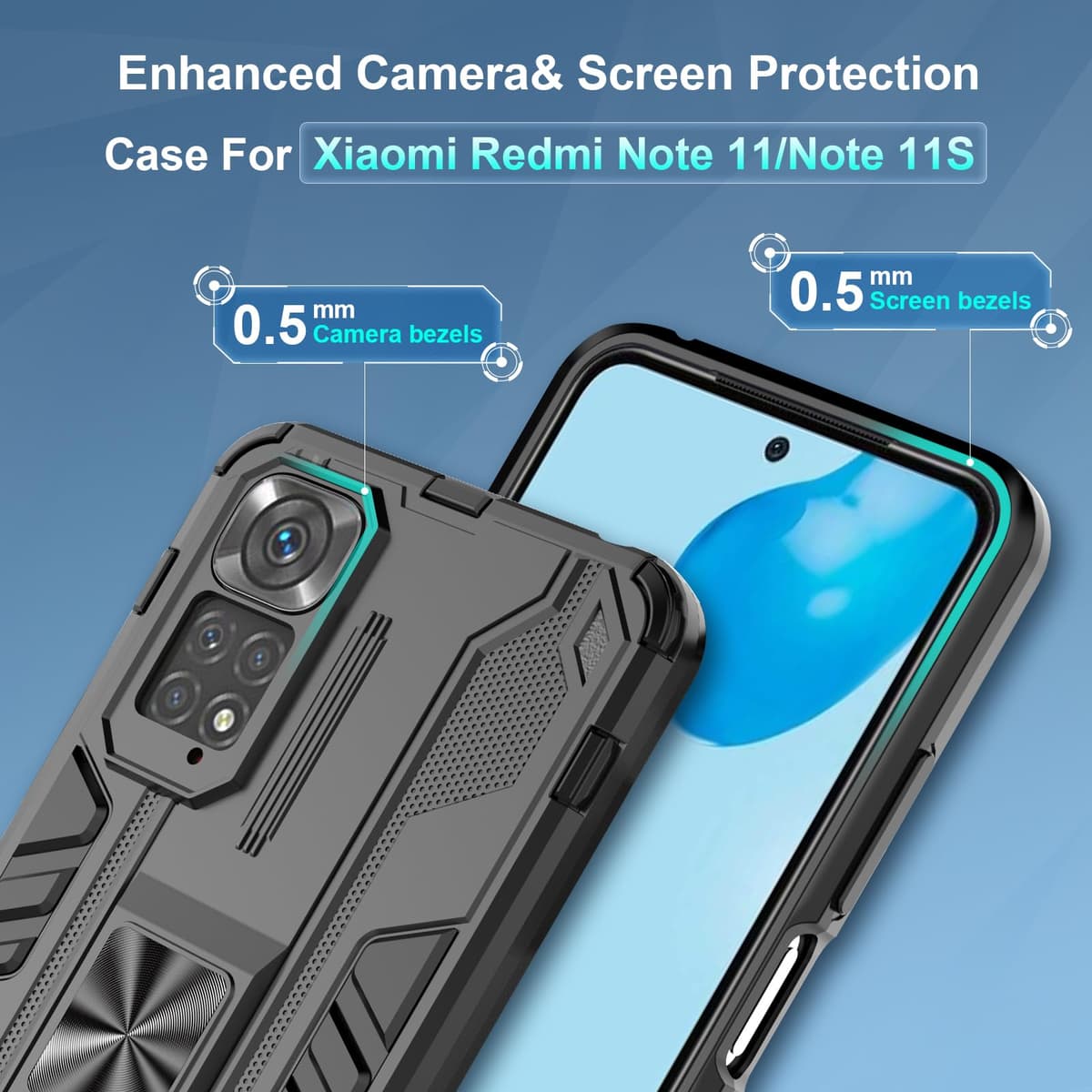Funda para CMF Phone 2 Pro, Carcasa Antigolpes con Soporte anular metálico, Case Protectora de Grado Militar, Negro — view 378