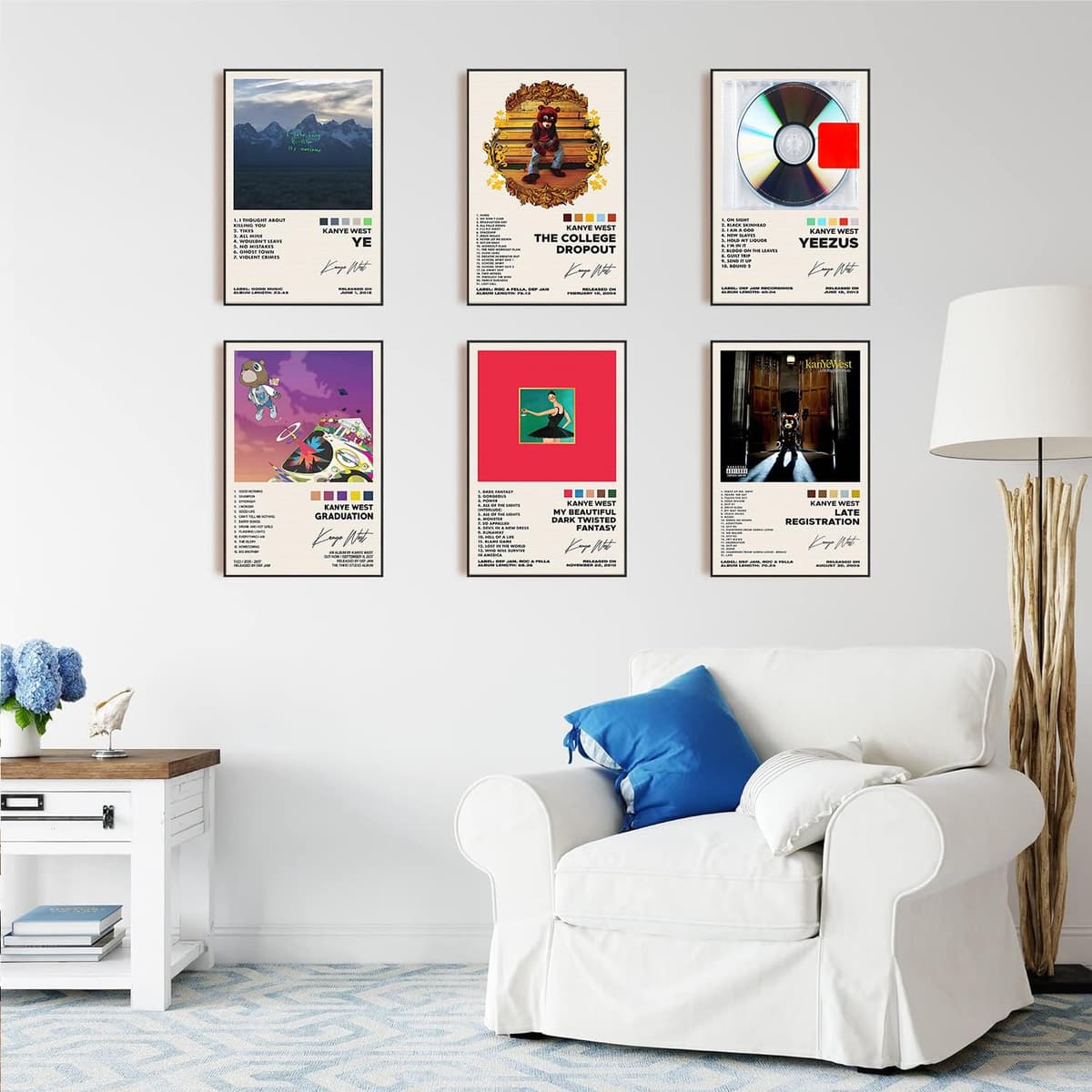 Kanye West Posters Album Cover Signed Limited Posters Prints Rapper Music Posters Room Aesthetic Canvas Wall Art Set of 6 for Teen and Girls Dorm Decor 8x12 inch Unframed — view 4