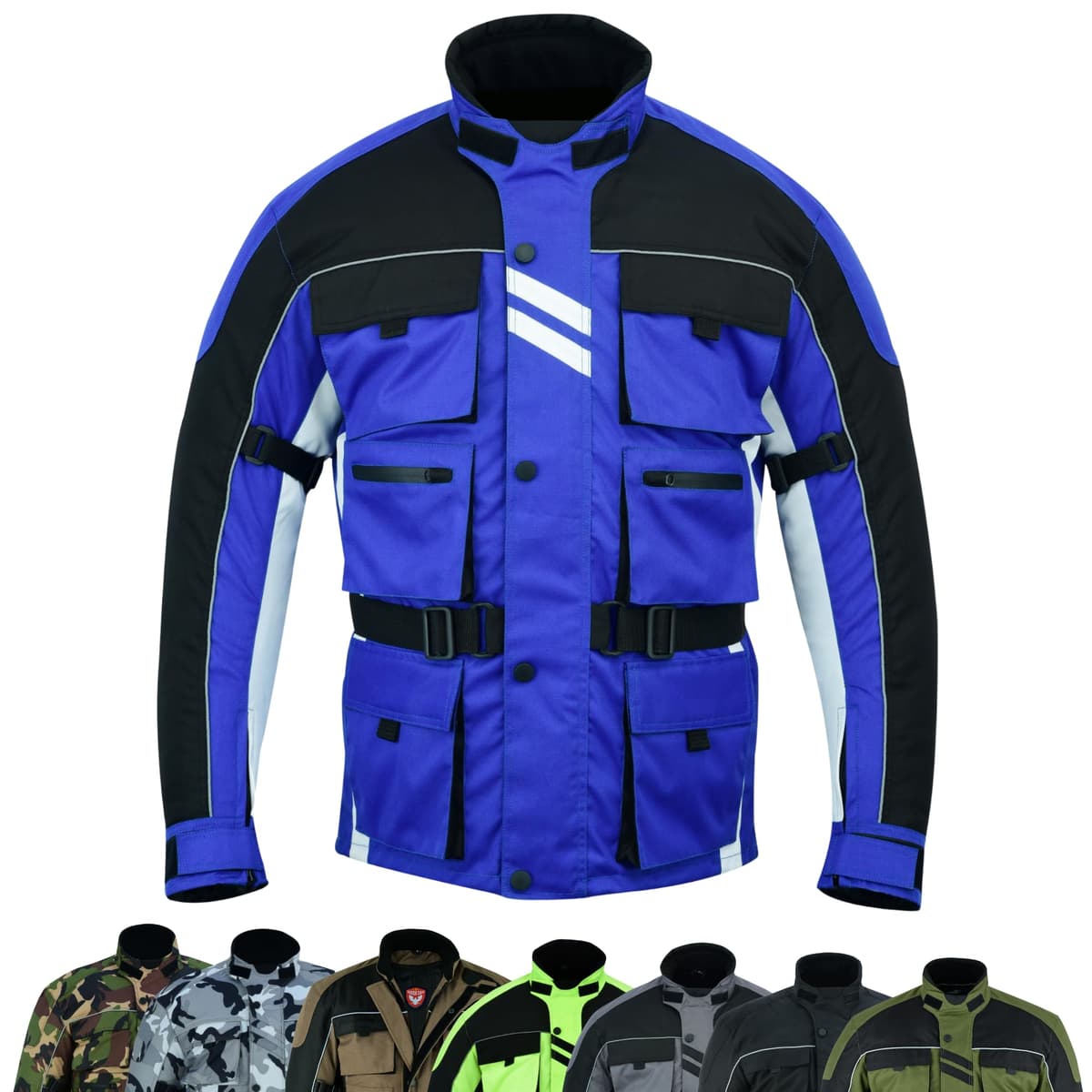 6 Pockets Mens Motorcycle Jacket, Textile Racing Motorbike Jacket, Hi-Vis Biker CE Protective Armored Jackets Mens Waterproof & Mesh Lining Breathable — view 9