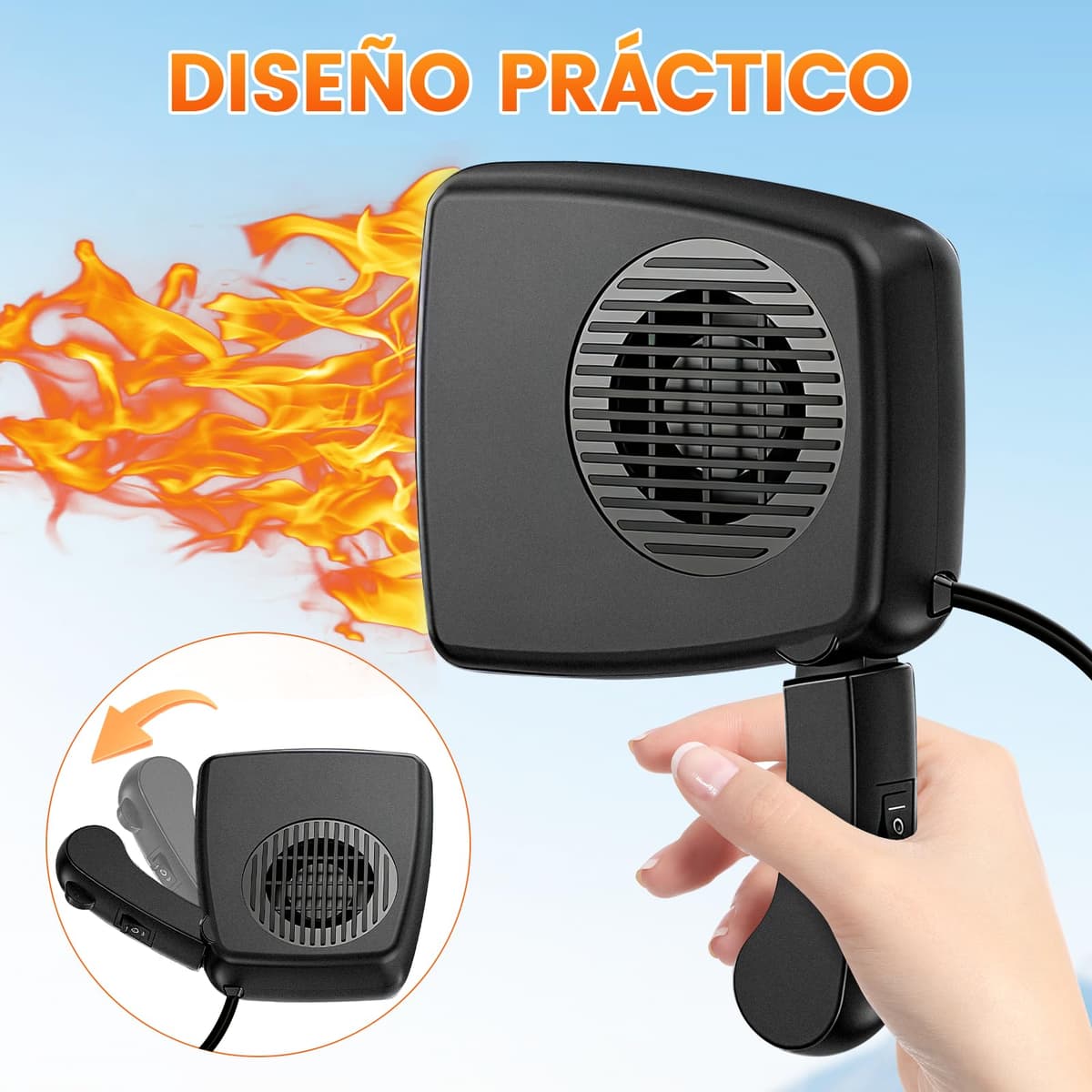 Blytra Calentador Coche 12V 200W, Calentador para Coche Encendedor 12V con Función Calefacción/Ventilación, Rápido Descongelador 360° para Coches y Furgonetas, Negro, 1 — view 3