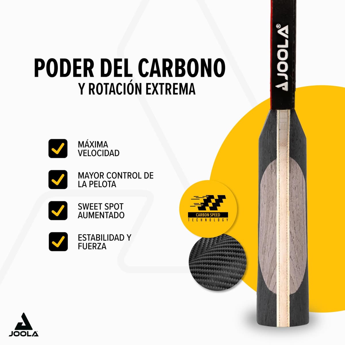 Palas Profesionales de Tenis de Mesa JOOLA Homologadas por la ITTF - Infinity Carbon, Mega Carbon y Rossi para Jugadores Avanzados y Competiciones — view 3