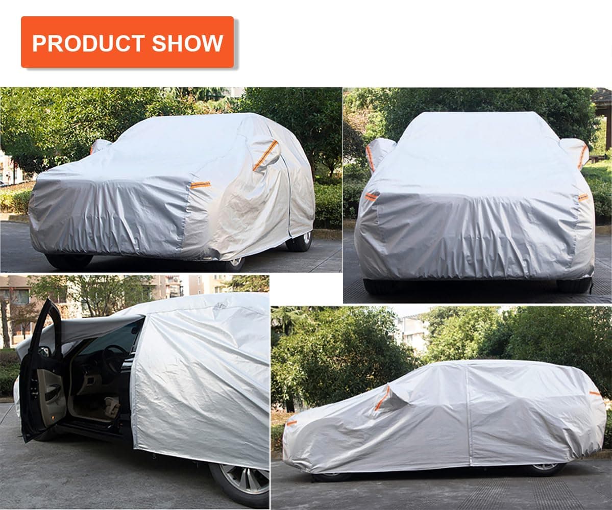 Kayme Funda Coche Exterior, Compatibles con Toyota Yaris (1999-2025), Cubierta para Coche Impermeable Transpirable Anti-UV Antipolvo de 6 Capas, Cubre Coche con Cremallera y Forro de Algodón. — view 5