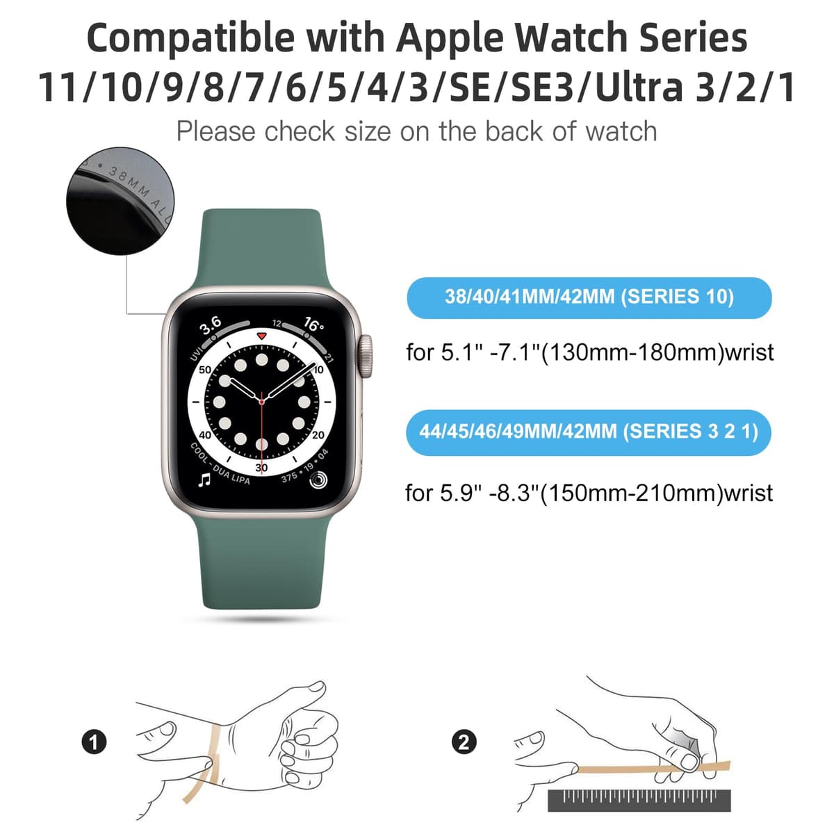CeMiKa 5 Pack Straps Compatible for Apple Watch Strap 38mm 40mm 41mm 42mm 44mm 45mm 46mm 49mm, Soft Silicone Sport Band for iWatch Series 11 10 9 8 7 6 5 4 3 2 1 SE SE3, Women Men — view 2