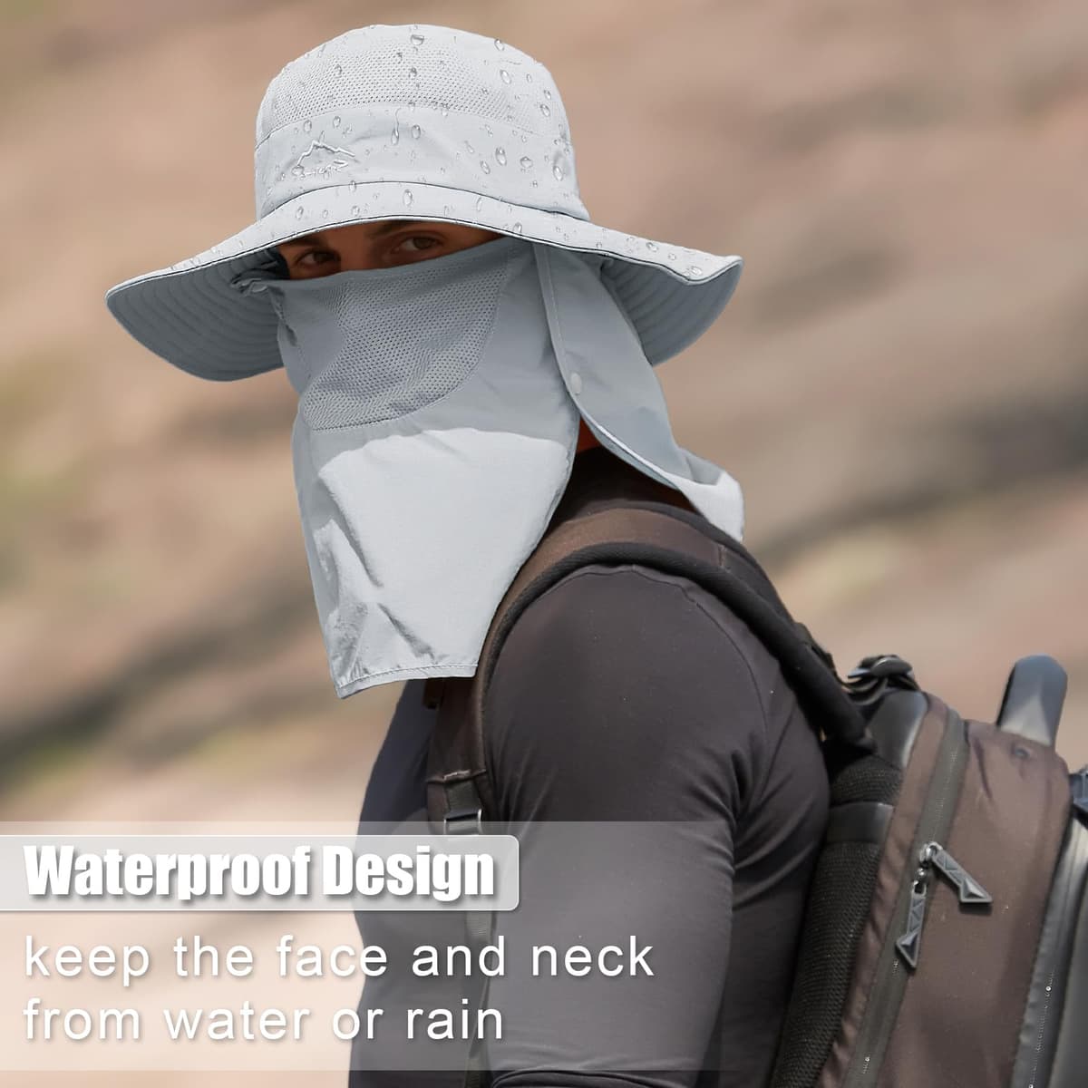 TAGVO Sombreros de Pesca para Hombre Mujer con Cubierta de Cuello Desmontable, Gorros de Pescador con Protección UPF 50+, Sombreros y Gorras de Sol Plegables para Cámping Excursionismo Caminando — view 6