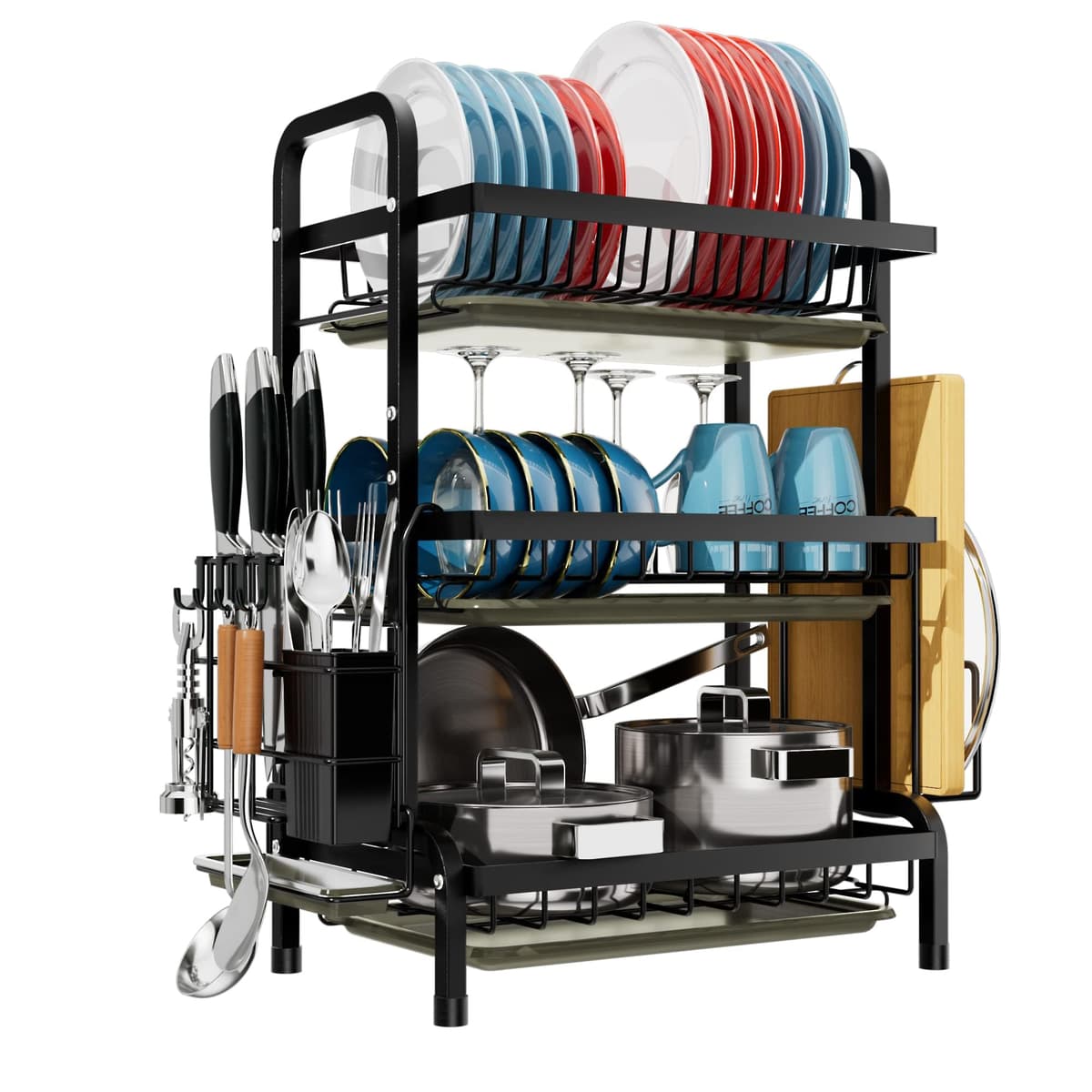 niffgaff Estante de Dish Escurreplatos Acero Inoxidable Cocina (43.5 * 24.5 * 34.5), Primer Piso Escurridor de Platos para Fregadero, Escurre Platos Armarios, Escurreplatos Negro — view 10