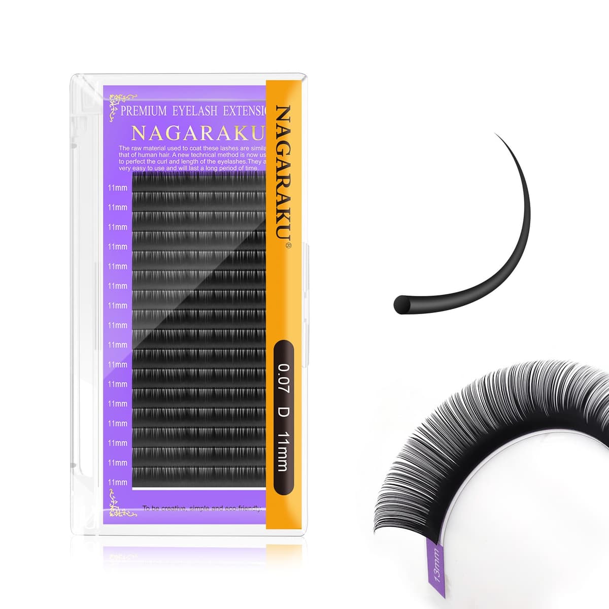 NAGARAKU Pestañas Individuales Clásicas 1:1 Suaves Y Naturales Volumen Ruso Pelo a Pelo Base Sin Pegamento Para Extension De Pestañas Profesional 16 Filas Alta Capacidad Negro Mate (0.07mm D 11mm)