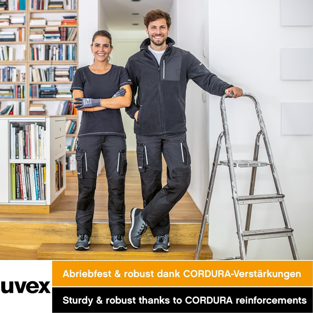 Uvex Tune-up 8909 Pantalon de Trabajo para Hombre - Pantalones Cargo para Trabajar de Algodón y de Cordura - Multibolsillos - Bolsillo de Las Rodilleras - Color Gris, Negro, Azul, Verde, Blanco — view 6