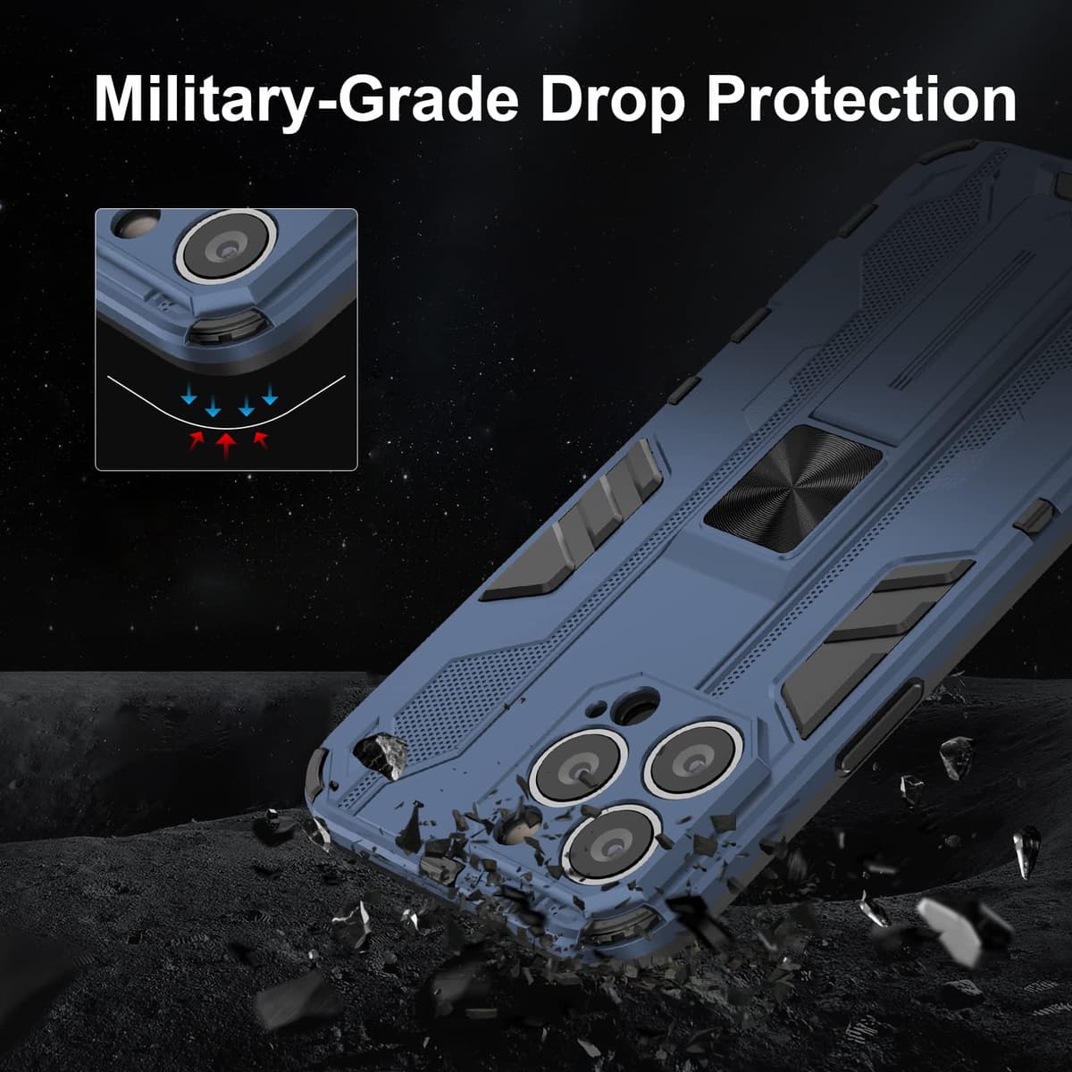 Funda para CMF Phone 2 Pro, Carcasa Antigolpes con Soporte anular metálico, Case Protectora de Grado Militar, Negro — view 1541