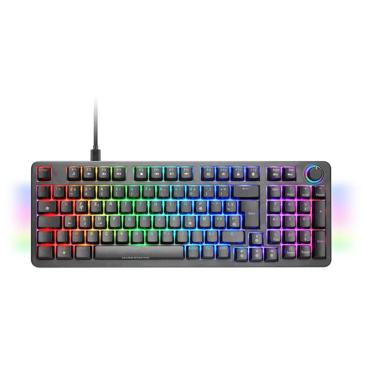 Mars Gaming MKPRO, US, Teclado Mecánico Gaming Completo, RGB Chroma, Switches Hot-Swap Mecánicos, Antighosting, Rueda de Control, Software, Multiplataforma, Switch Silent, Blanco — view 15
