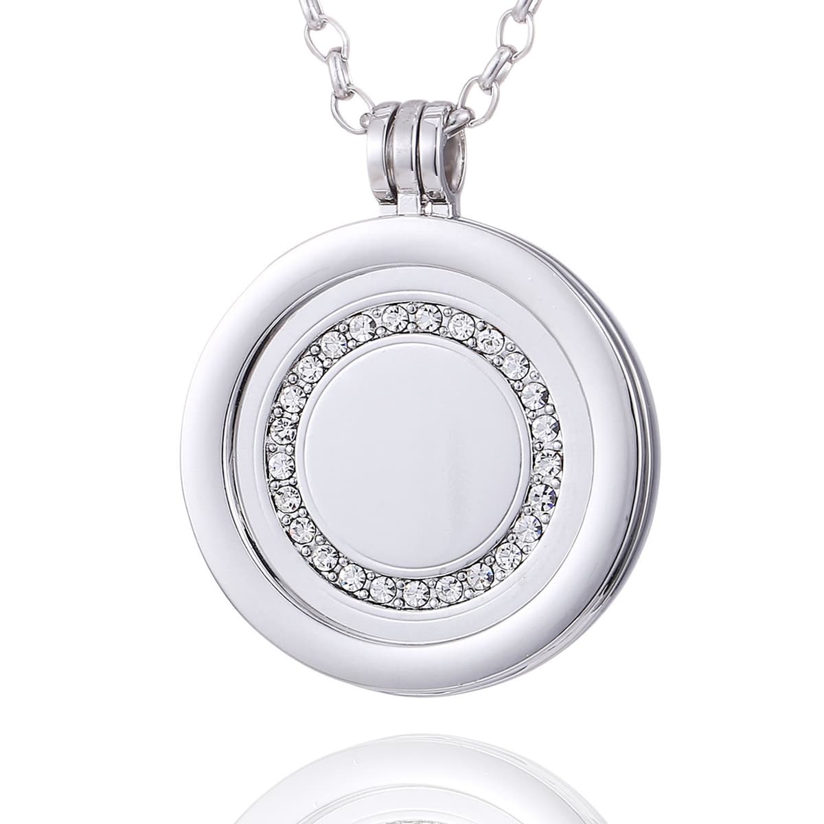 Morella Mujeres Collar 70 cm Acero Inoxidable y Colgante Amuleto Coin 33 mm en Bolsa para Joyas — view 7
