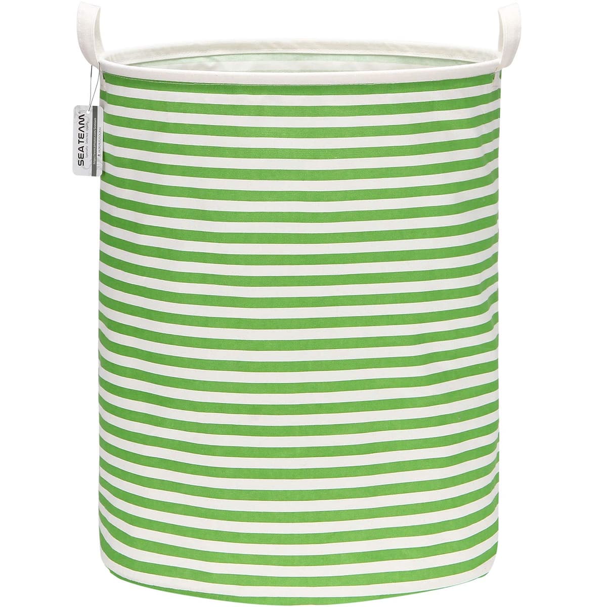 Sea Team 19.7 Inch Large Sized Waterproof Coating Ramie Cotton Fabric Folding Laundry Hamper Bucket Cylindric Burlap Canvas Storage Basket with Stylish Grid Pink Design — view 16