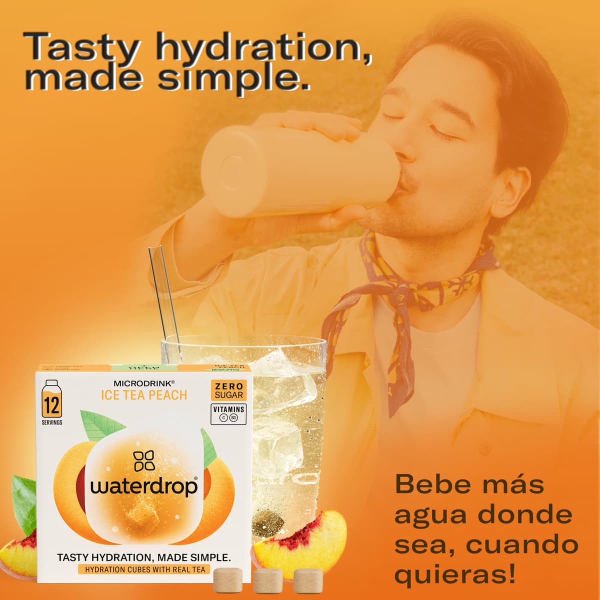 waterdrop® Microdrink, Té Frio MELOCOTÓN, 36 Pastillas Saborizantes Para Agua SIN AZÚCAR, Té NEGRO, Con VITAMINAS, Refresco Instantaneo Sin Calorias, Infusiones Variadas Polvo, Ice Tea — view 4