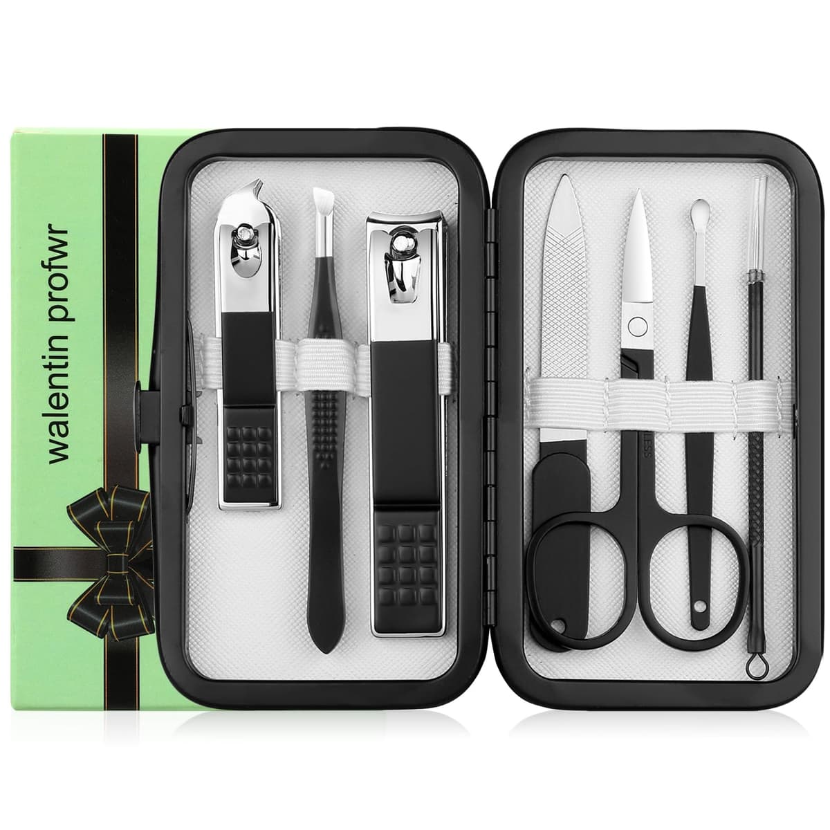 Juego de cortaúñas de acero inoxidable para mujeres y hombres, herramientas de cuidado personal con estuche de viaje portátil, herramientas de manicura y pedicura, kit de aseo para mujeres y hombres — view 12