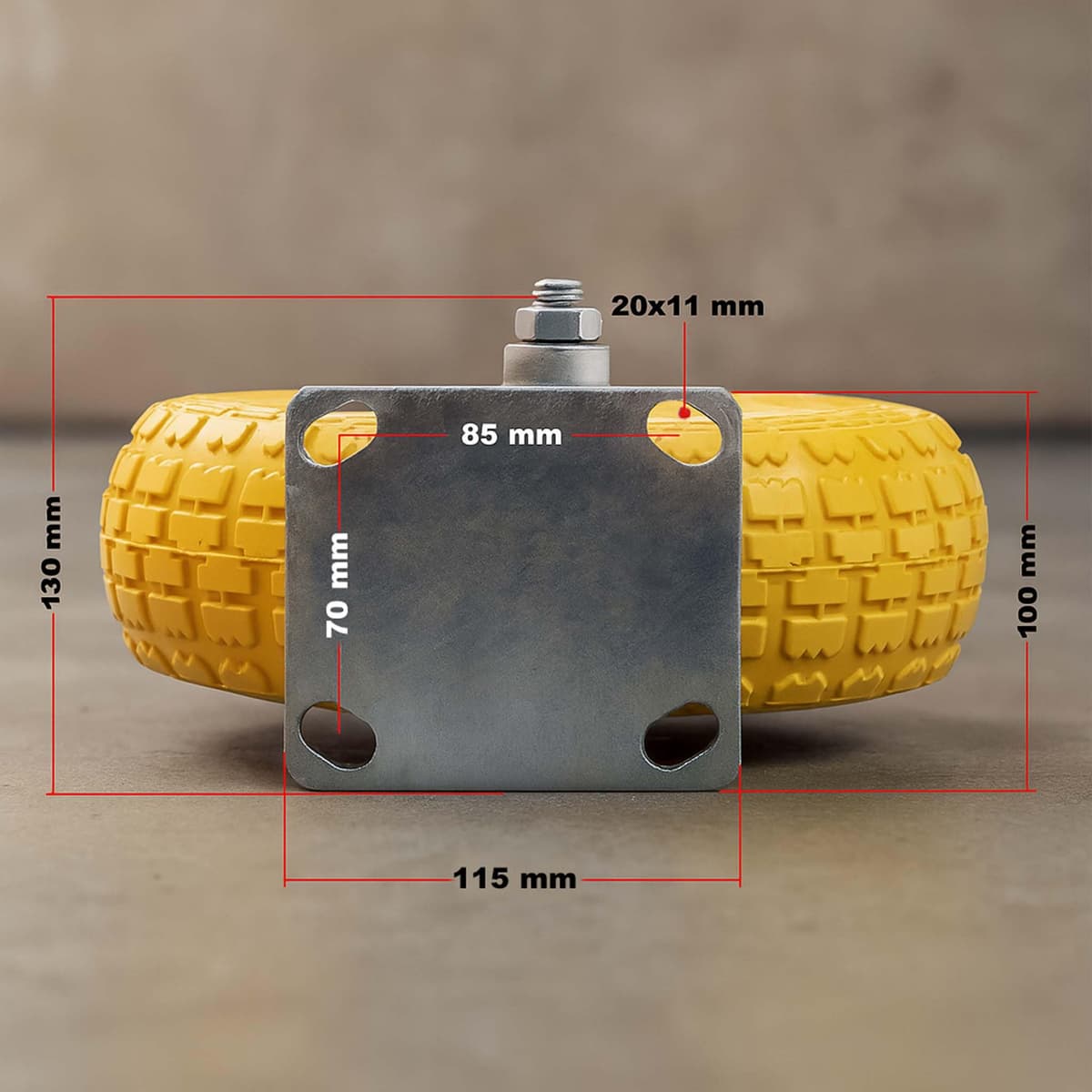 Fixed Castor 258x78mm Puncture-proof with Metal Rim and Fixture — view 4