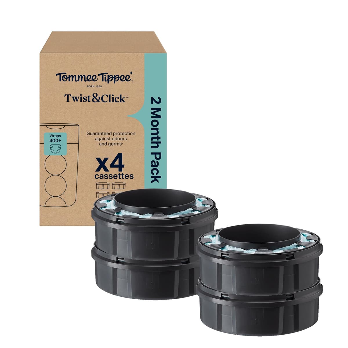 Tommee Tippee Twist and Click Advanced Nappy Bin Original Refill Cassettes, Exclusive Pack of 8, 10.5 metres each, for Easy refill and Great value, 8 X 10.5m (pack may vary). — view 8