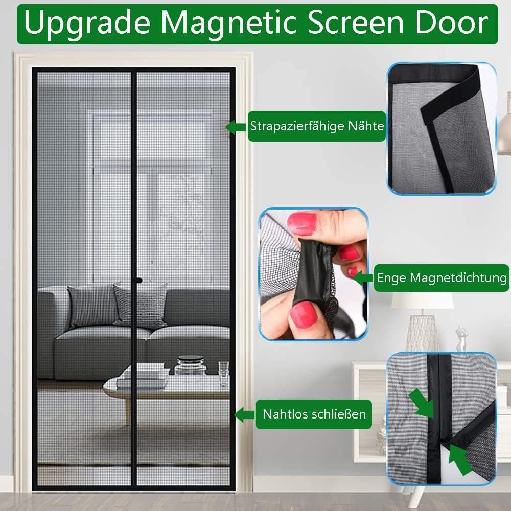 Panngu Mosquitera Puerta Magnetica 130x210cm, Cortina Mosquitera Puerta Exterior Actualización en 2024, Cortinas Mosquiteras para Puertas con Imanes Puerta del Balcón, Puerta Patio - Negro — view 4