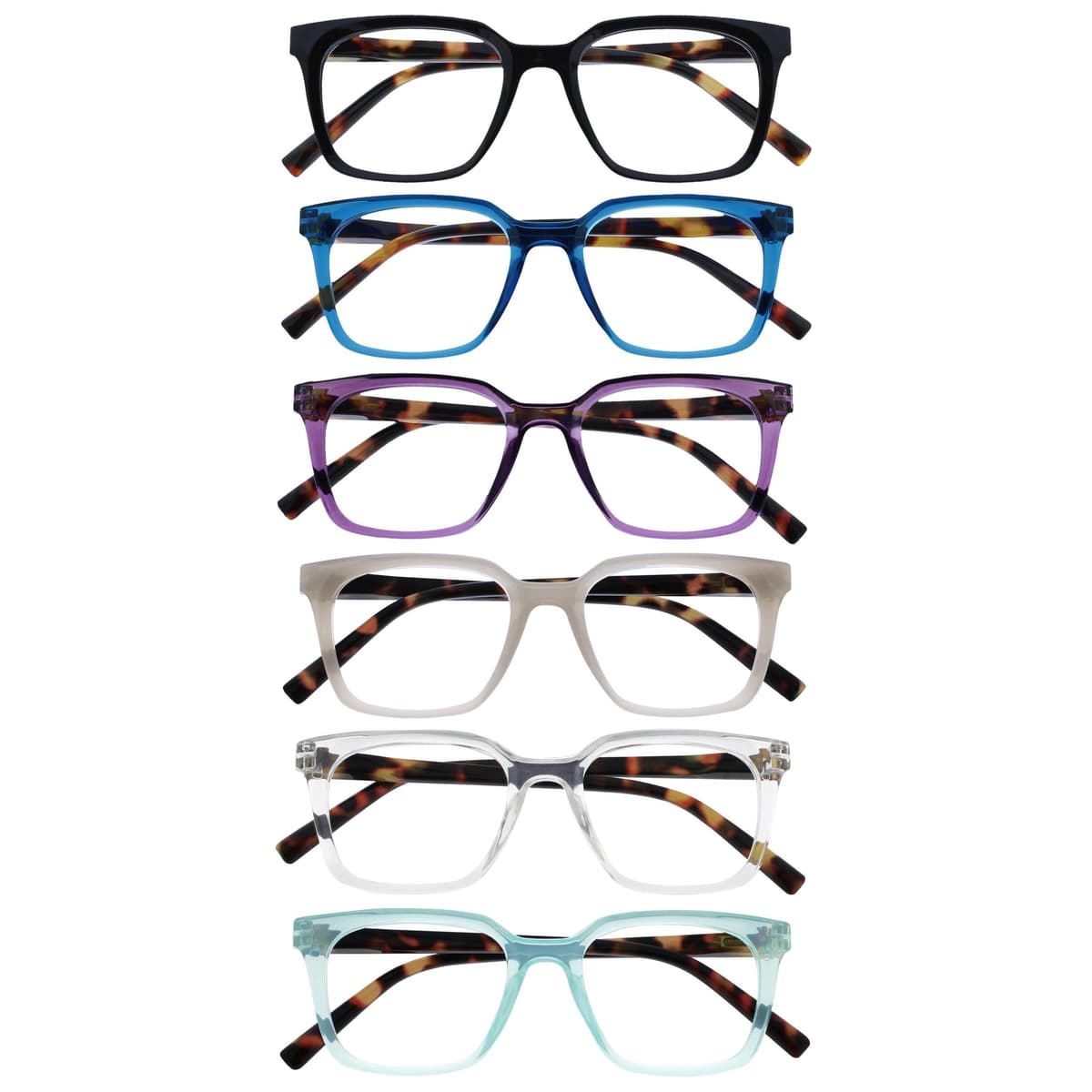 OPULIZE KOI Reading Glasses - Elegant Wide Rectangular Frame - Optimum Vision - Men Women - Spring Hinges, 1 Pack - Aqua — view 11