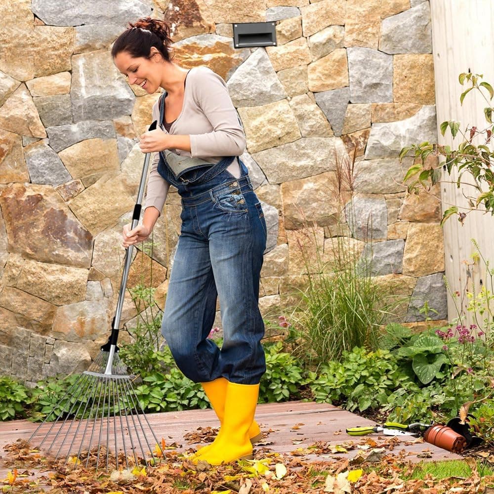 Adjustable Leaf Rake with 215 cm Handle, Adjustable Leaf Rake, Garden Rake with Handle for Leaves, Rake for Cleaning Plants, Lawn and Patio — view 7