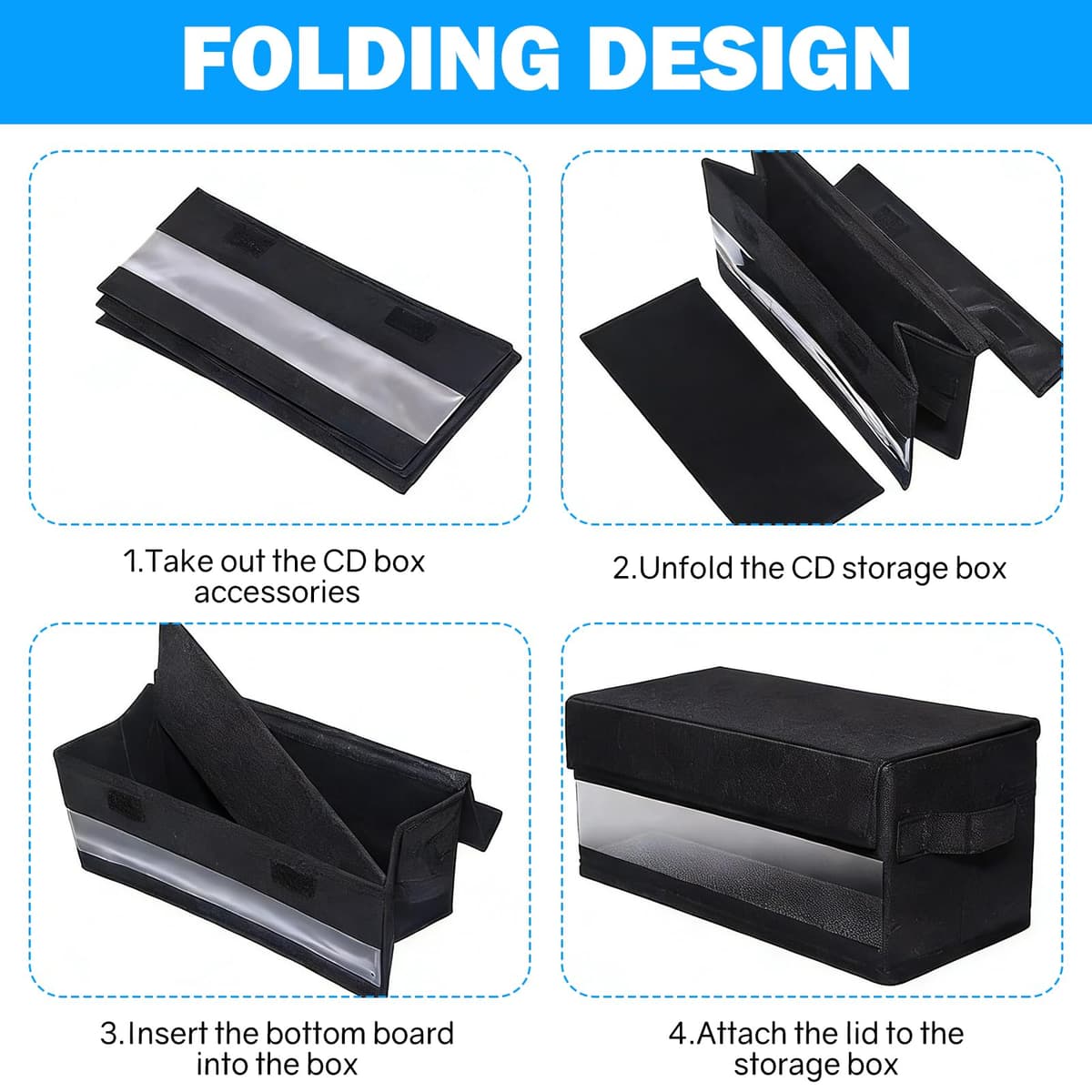 2 Pack CD Storage Boxes, DVD Storage Box with Cover and Window 14.2"x6.3"x5.5" CD Storage Case Holds 30 CDs in Full Jewel Cases 60 CDs in Slim Cases 170 Discs — view 5