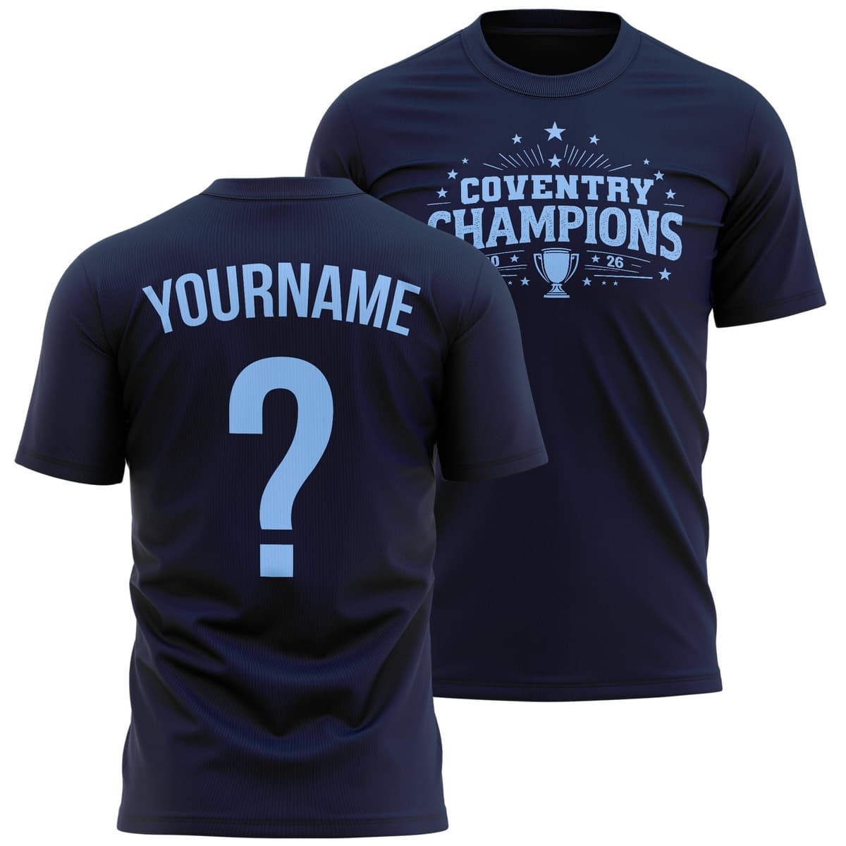 Custom Coventry Mens Football T Shirt - Name and Number Cov Champions 2026 Cup Design - Football Supporter City Fan Tee — view 5
