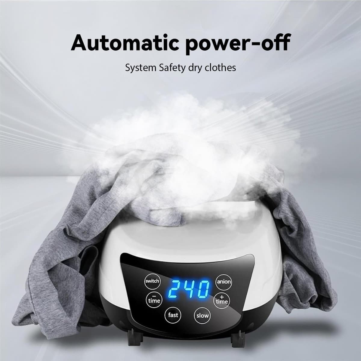 Portable Electric Clothes Dryer, Hot Air Dryer Indoor, Heated Tumble Dryer for Energy-Saving Tumble Dryer in Apartments, Automatic Digital Timer, Negative Ion Purification (White) — view 4