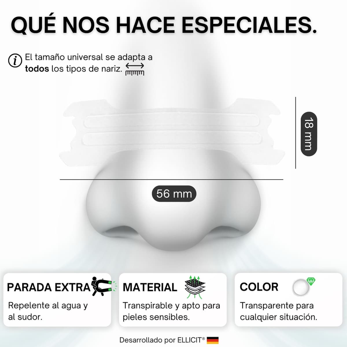 Ellicit Tiras Nasales Transparentes, paquete de 30 tiras nasales premium, contra los ronquidos, soporte extra para deportes y mejor calidad del sueño, mejor respiración con la nariz tapada — view 4