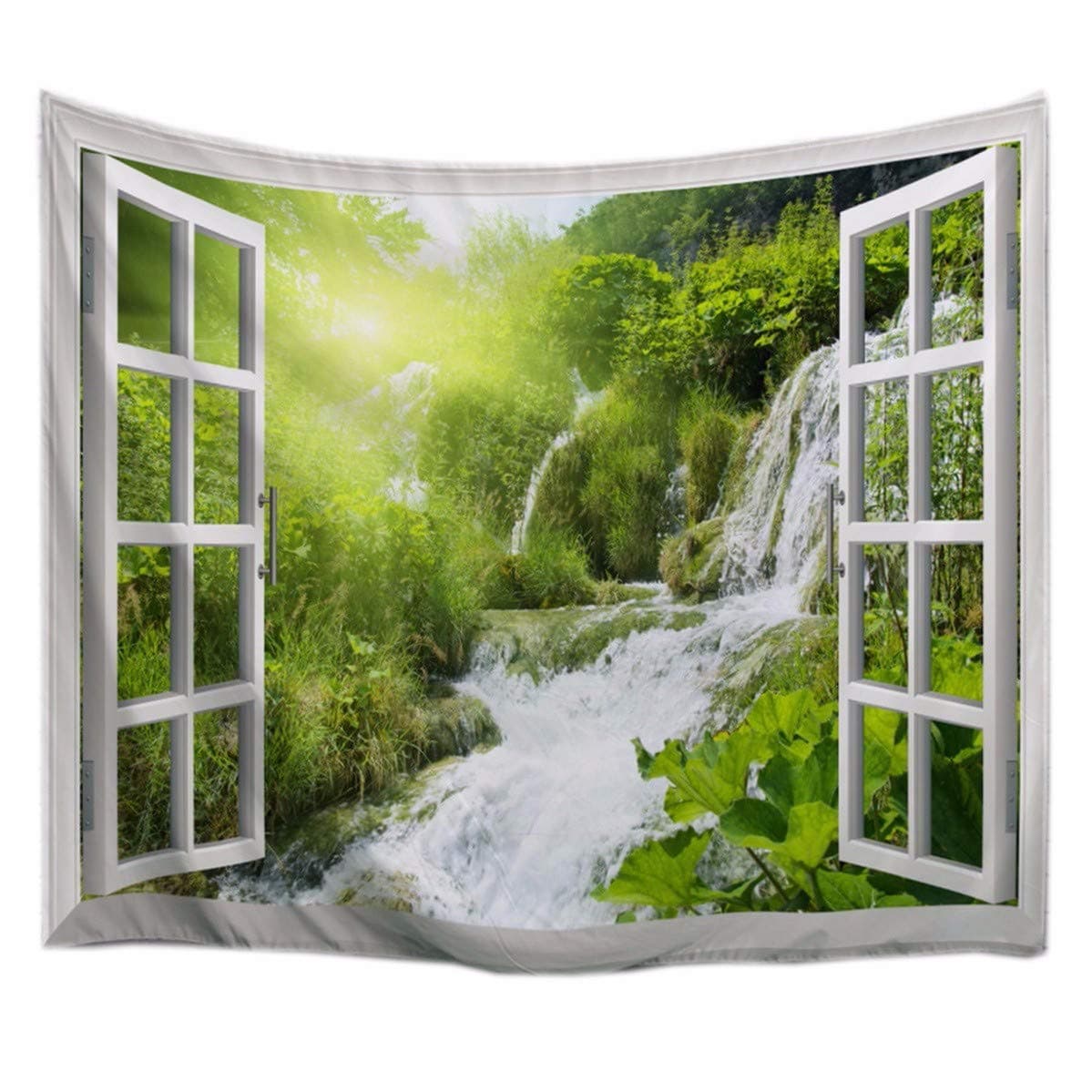 A.Monamour Mermaid And The Sailing Pirate Ship Art Print Fabric Wall Hanging Tapestry Wall Decors Window Curtains For Living Room Bedroom 180X200Cm/71"X80" — view 9
