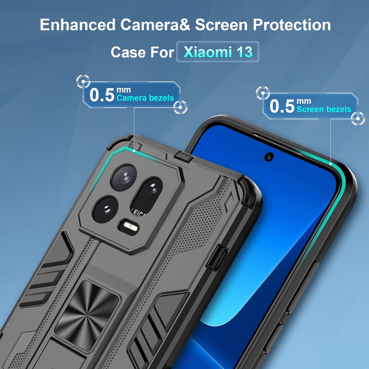 Funda para CMF Phone 2 Pro, Carcasa Antigolpes con Soporte anular metálico, Case Protectora de Grado Militar, Negro — view 1492