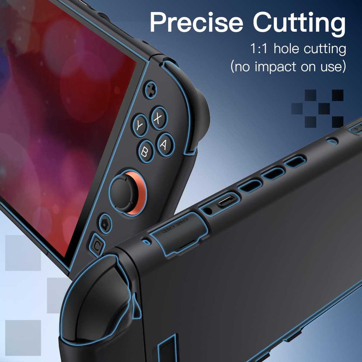 JETech Slim Dockable Case for Nintendo Switch 2 (2025) 7.9 Inch, Soft TPU Grip Cover for Joy-Con Detachable, Matte Carrying Protective PC Back Shell, Anti-Scratch (Black) — view 5