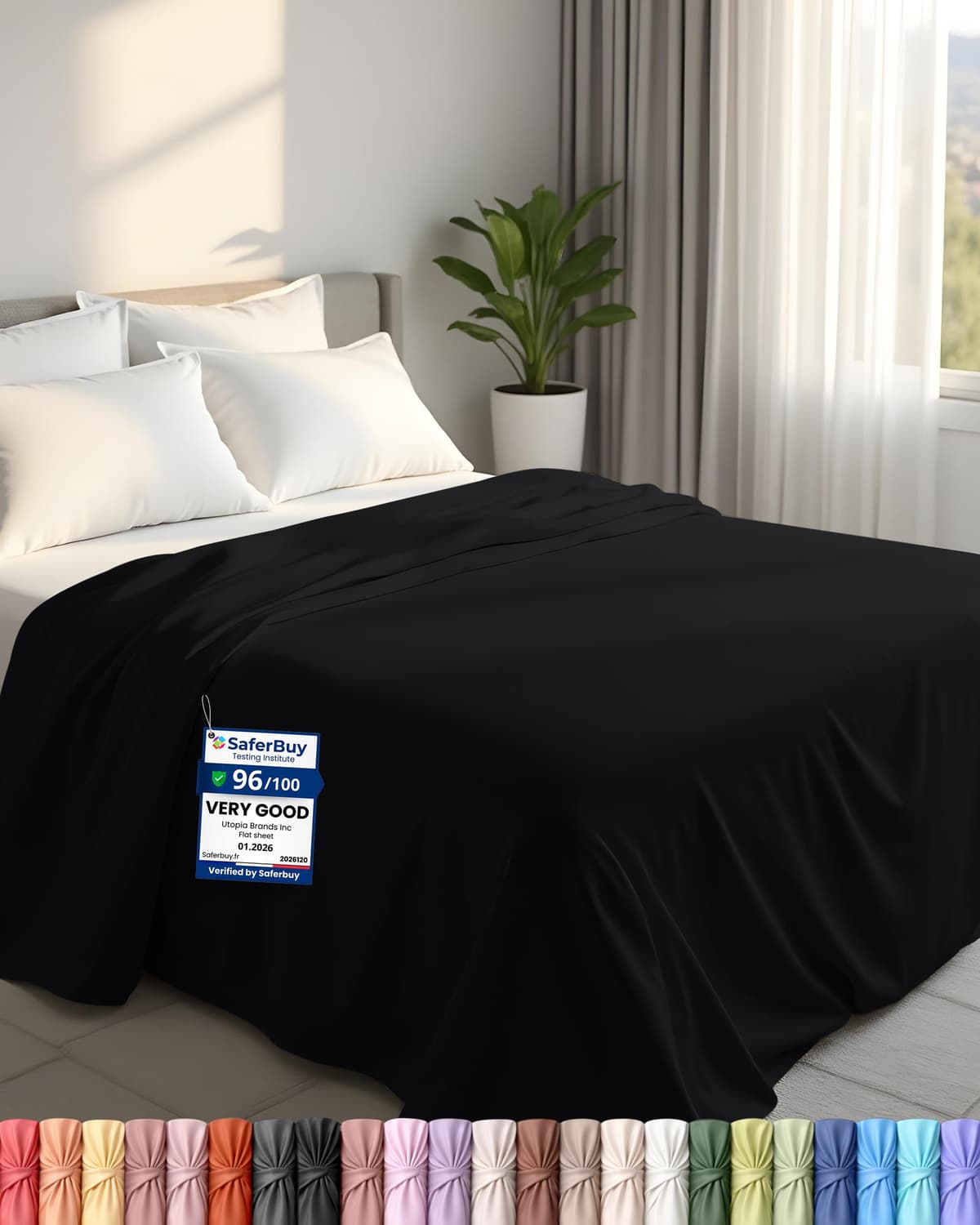 Utopia Bedding - Flat Sheet Double - Easy Care Soft Brushed Polyester - Microfiber Fabric - Wrinkle, Shrinkage, and Fade Resistant - White — view 12