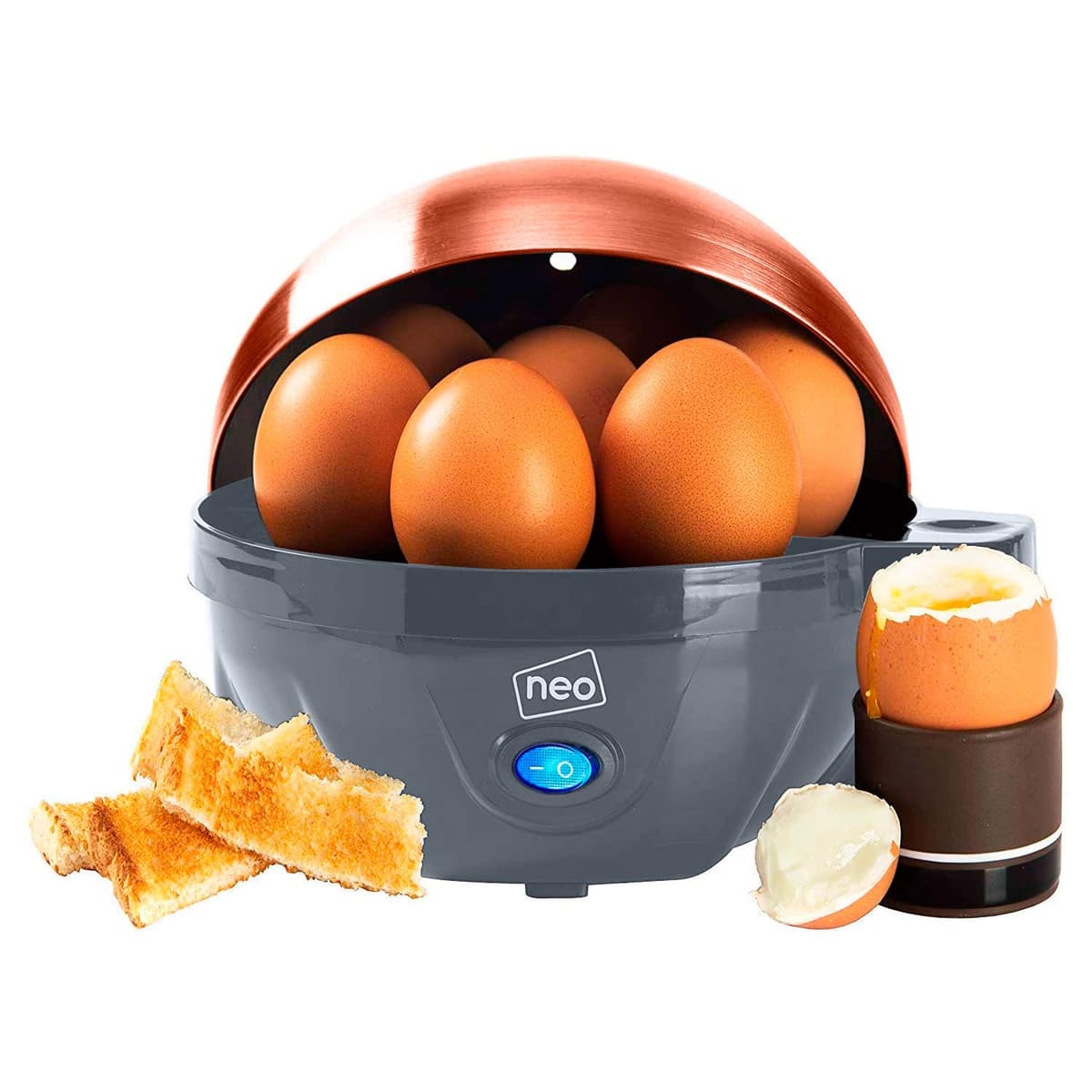 Neo 3 in 1 Durable Kitchen Electric Egg Cooker, Boiler, Poacher Poached Boiled & Omelette Maker Metal Machine Steamer with Timer (Black and Silver) — view 12