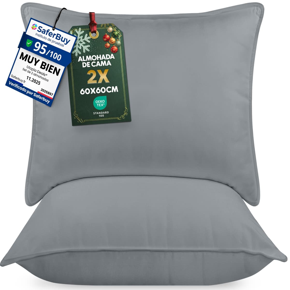 Utopia Bedding Almohadas (2 Unidades), 50 x 70 cm Almohadas de Primera, Fibra Hueca Virgen Siliconada, Almohadas Suave de Fácil Cuidado (Blanco) — view 10